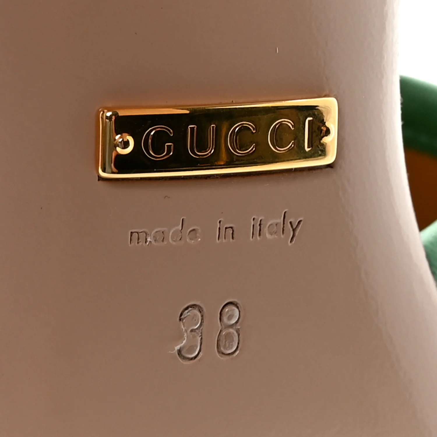 X ADIDAS Nappa Charlotte Suede Monogram Jumbo GG Trefoil 75mm Slide Sandals 38 New Shamarock Ivoire - Image 7