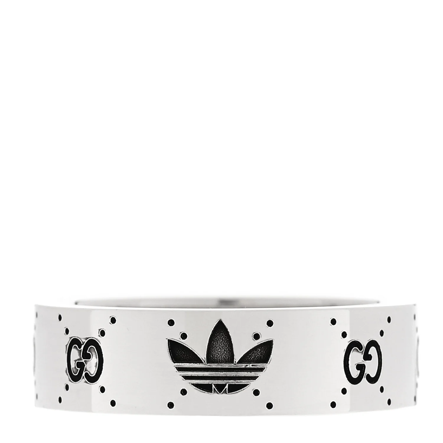 X ADIDAS Sterling Silver Trefoil GG Monogram Band Ring 55 7.25