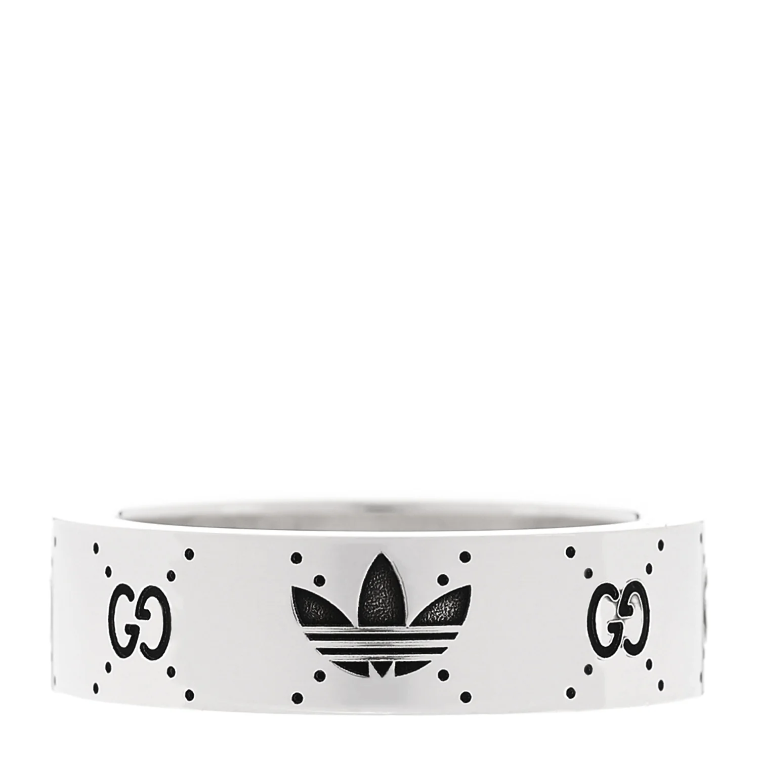 X ADIDAS Sterling Silver Trefoil GG Monogram Band Ring 55 7.25 - Image 3