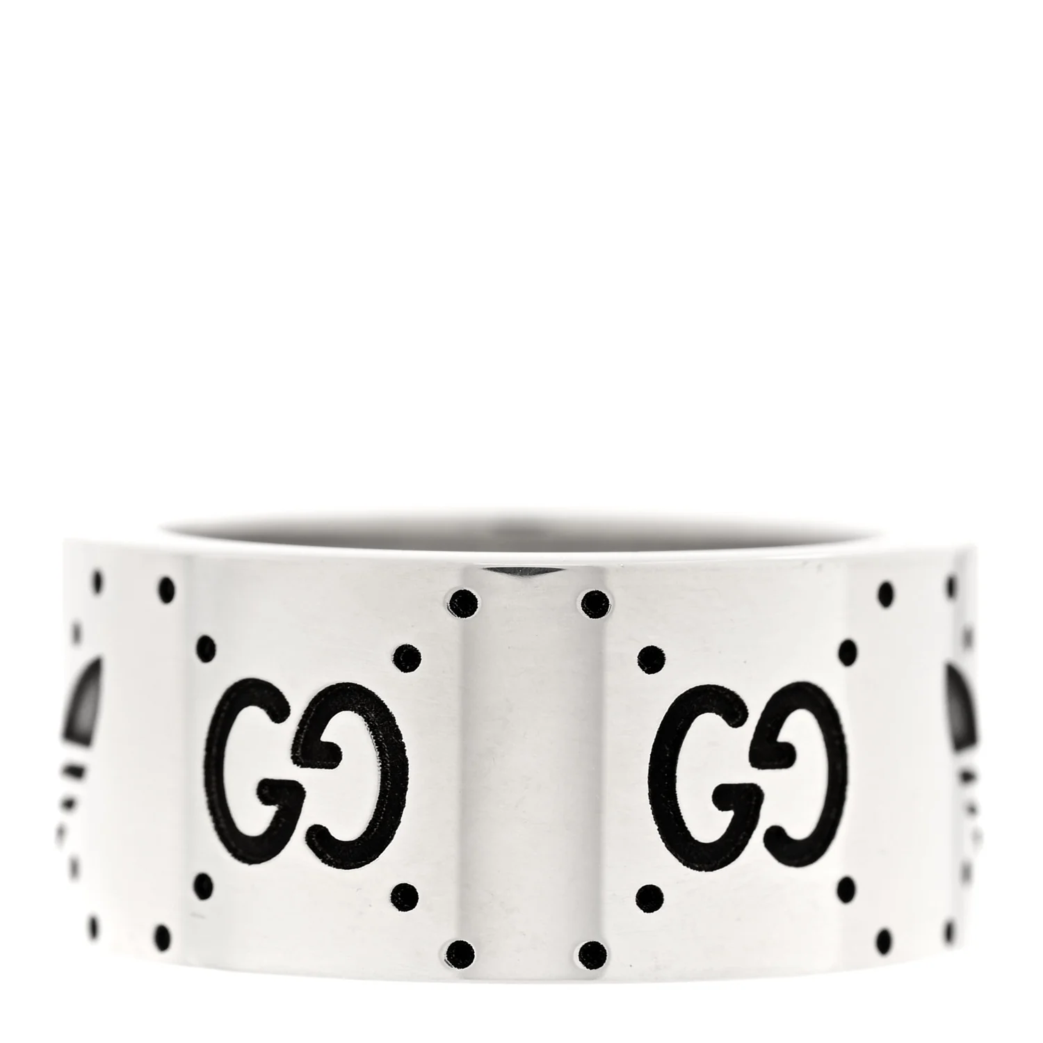 X ADIDAS Sterling Silver Wide Trefoil GG Monogram Band Ring 49 4.75 - Image 3