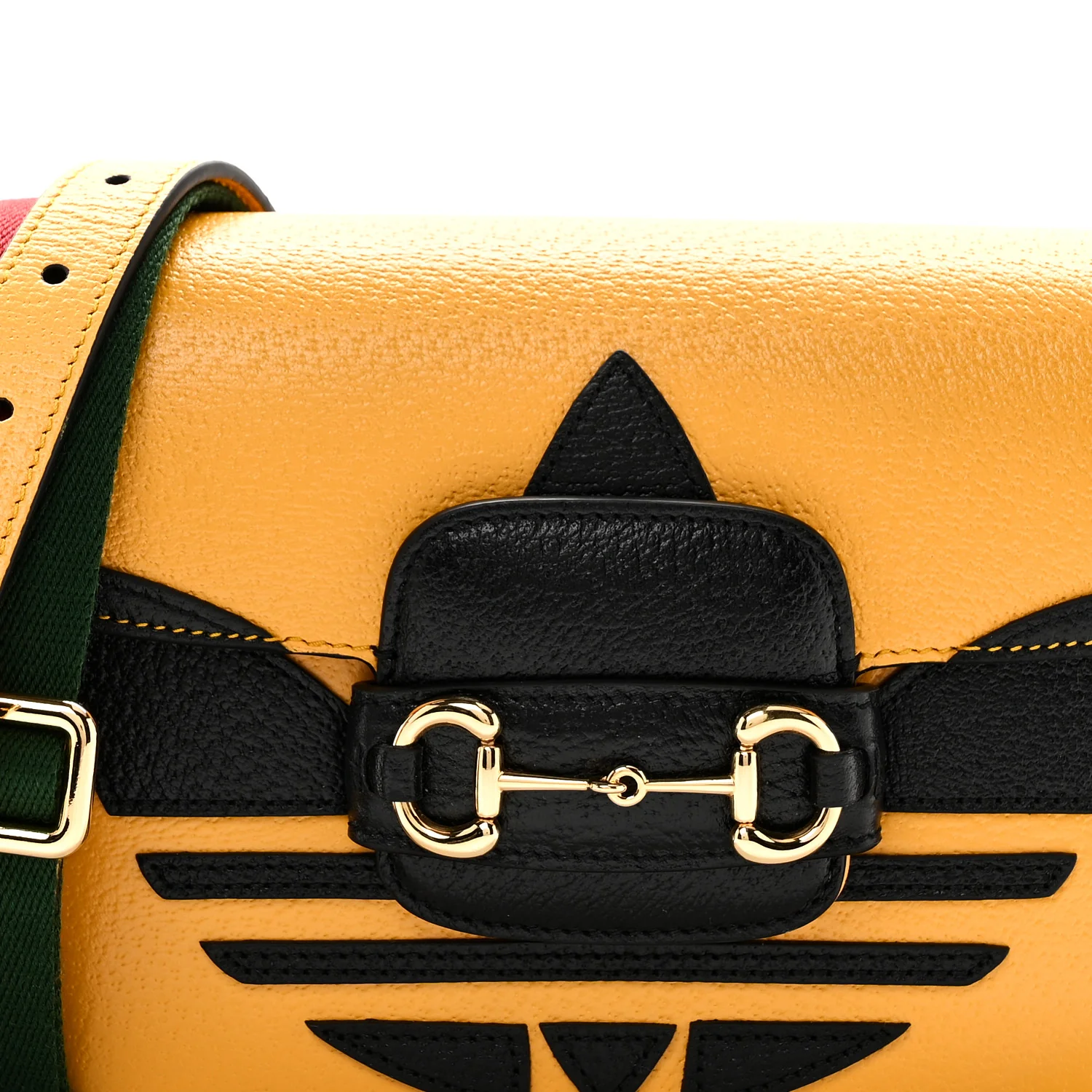 X ADIDAS Textured Dollar Calfskin Web Trefoil Mini Horsebit 1955 Shoulder Bag Crop Black - Image 8