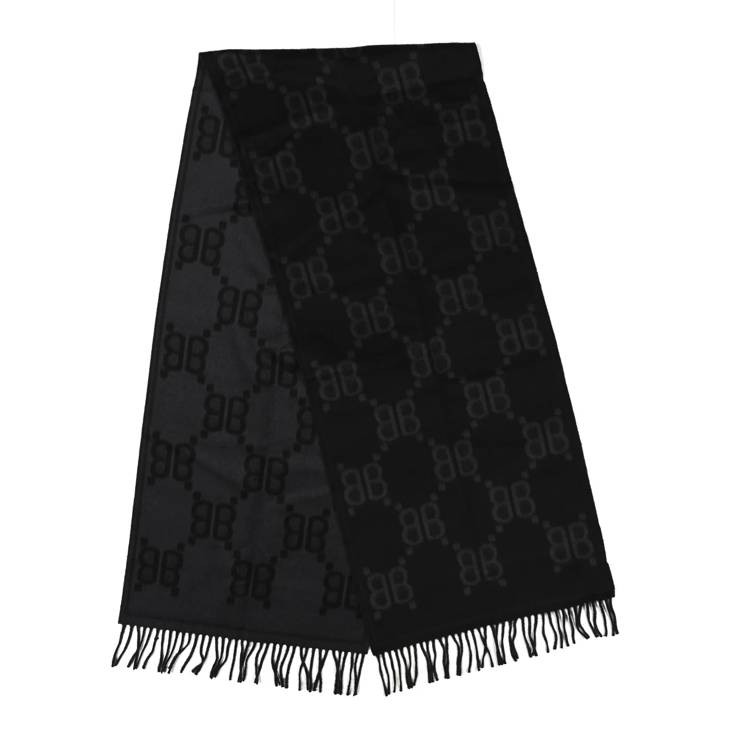 X BALENCIAGA Cashmere All Over Macro Print Scarf Black - Image 2