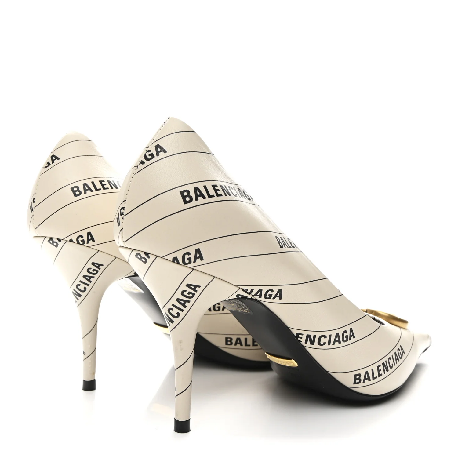 X BALENCIAGA Nappa Charlotte Allover Logo GG Pumps 38.5 Mystic White Black - Image 5