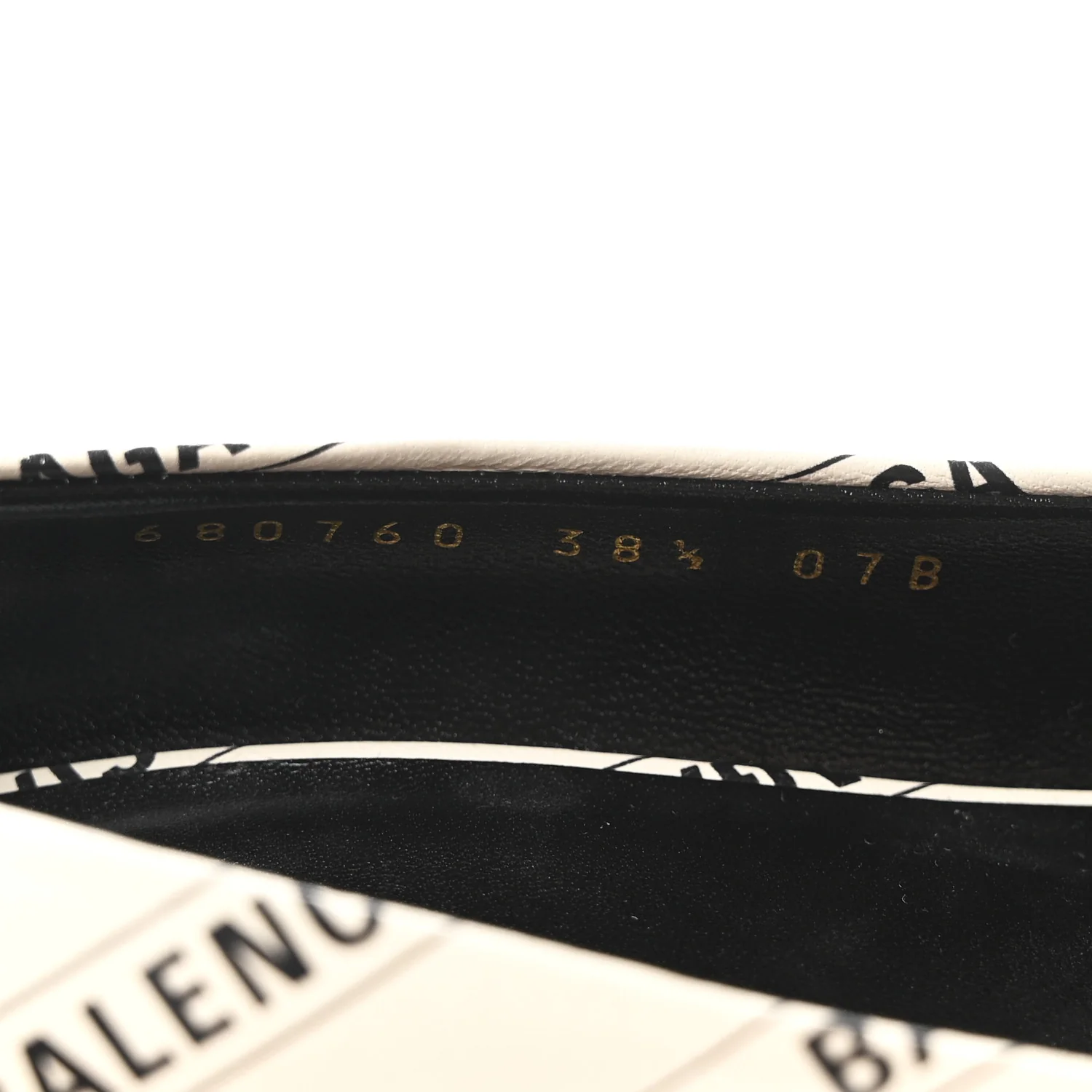 X BALENCIAGA Nappa Charlotte Allover Logo GG Pumps 38.5 Mystic White Black - Image 9