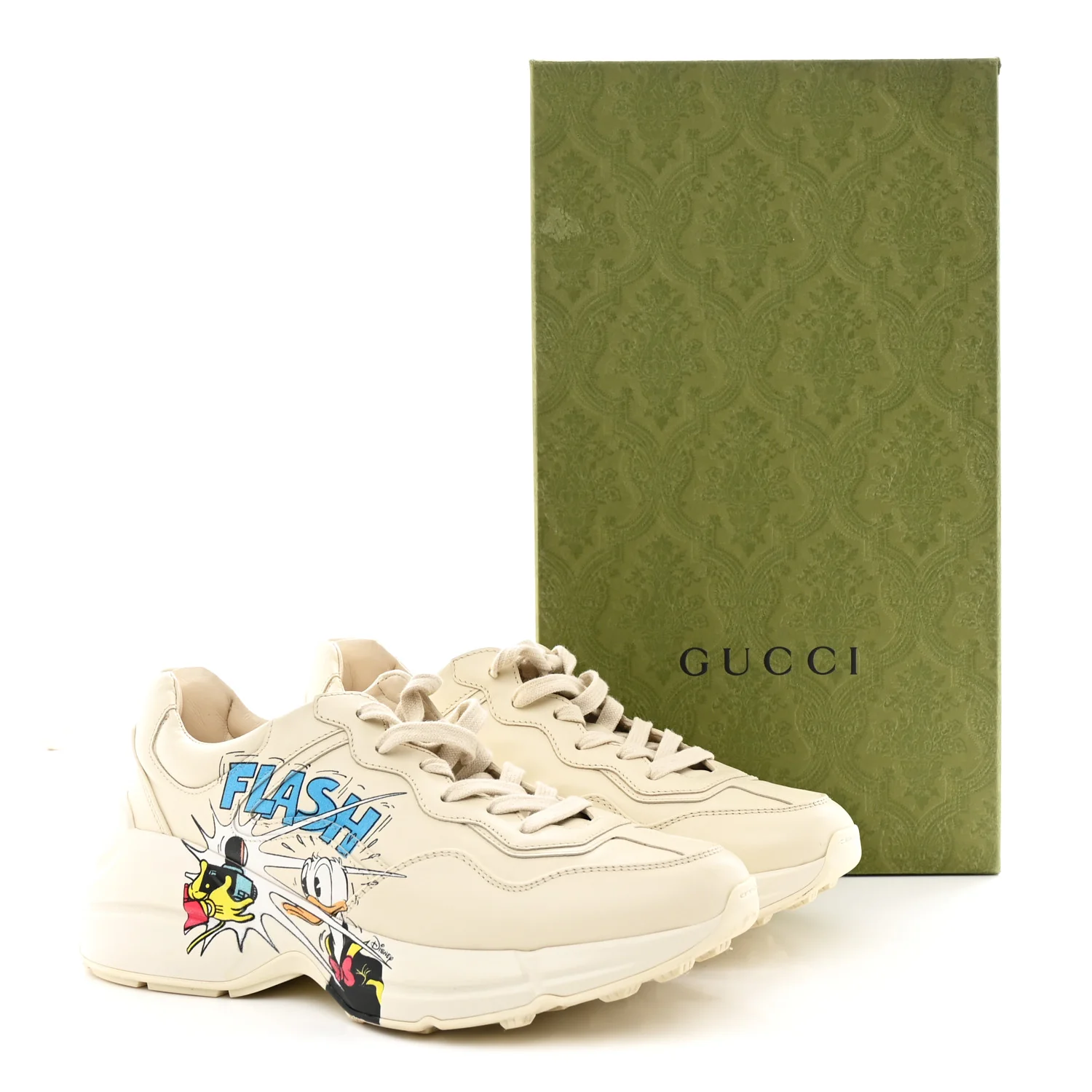 X DISNEY Calfskin Donald Duck Rhyton Sneakers 38 Ivory - Image 11