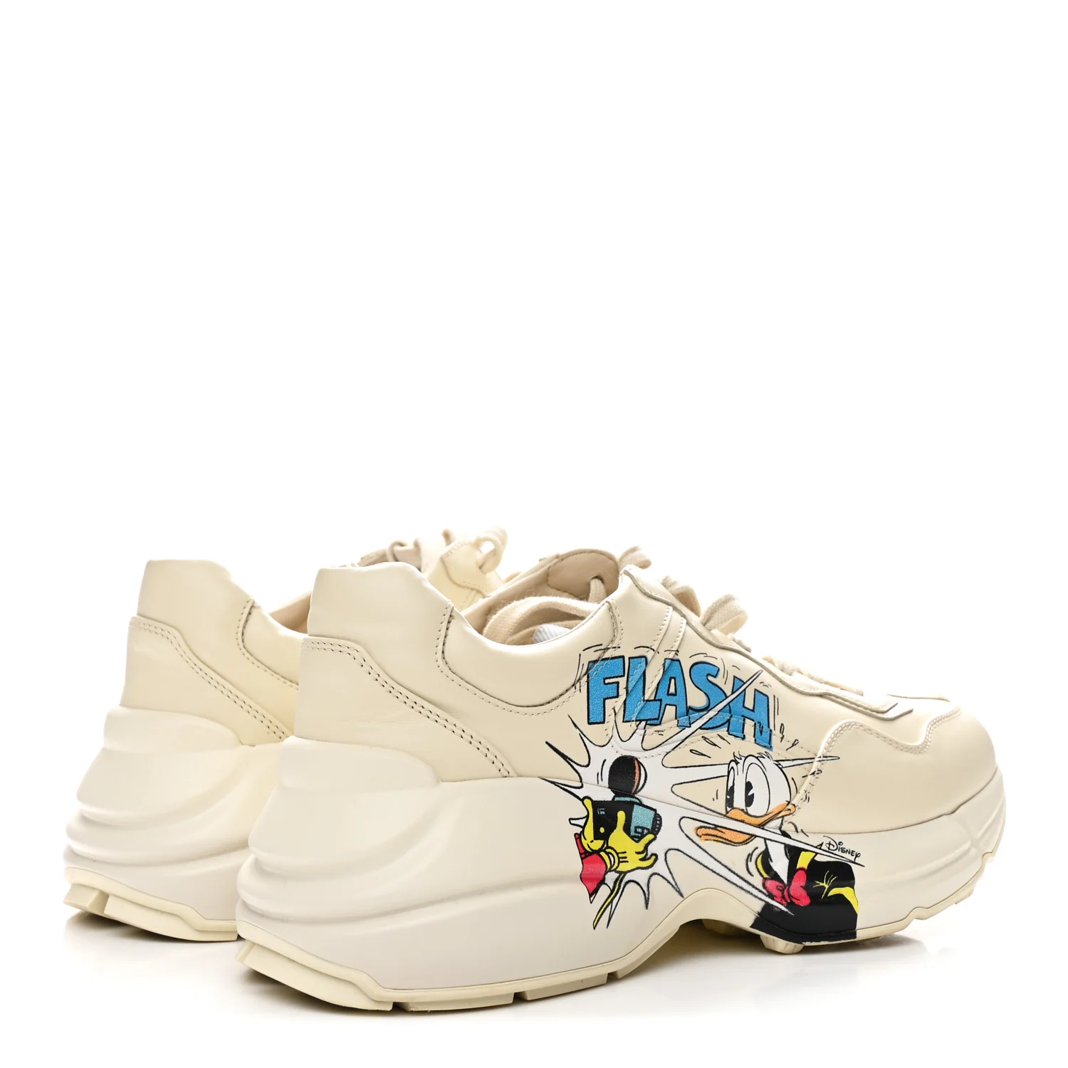 X DISNEY Calfskin Donald Duck Rhyton Sneakers 38 Ivory - Image 5