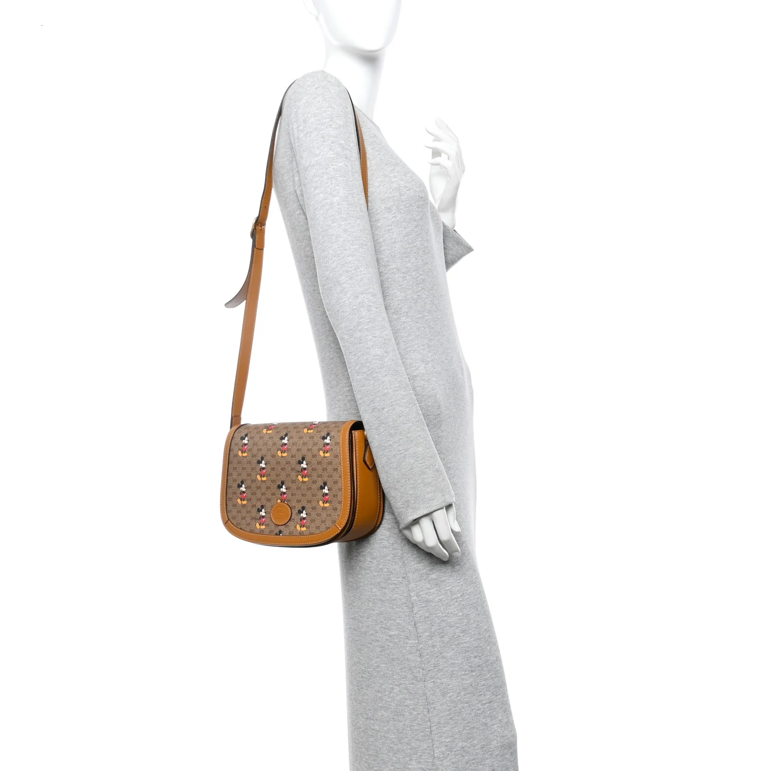 X DISNEY Mini Vintage GG Supreme Monogram Mickey Mouse Small Flap Messenger Bag Beige Vintage Sun Oil - Image 2