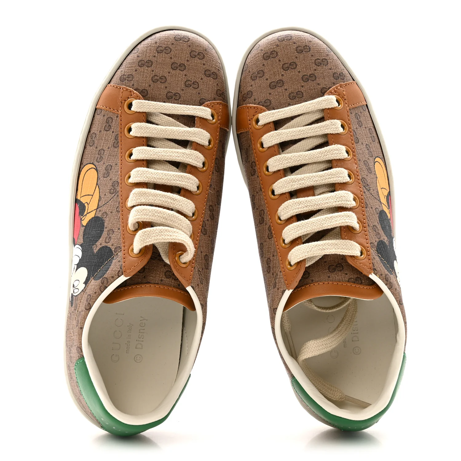 X DISNEY Mini Vintage GG Supreme Monogram Mickey Mouse Womens Ace Sneakers 35 Beige Vintage Sun Oil - Image 2