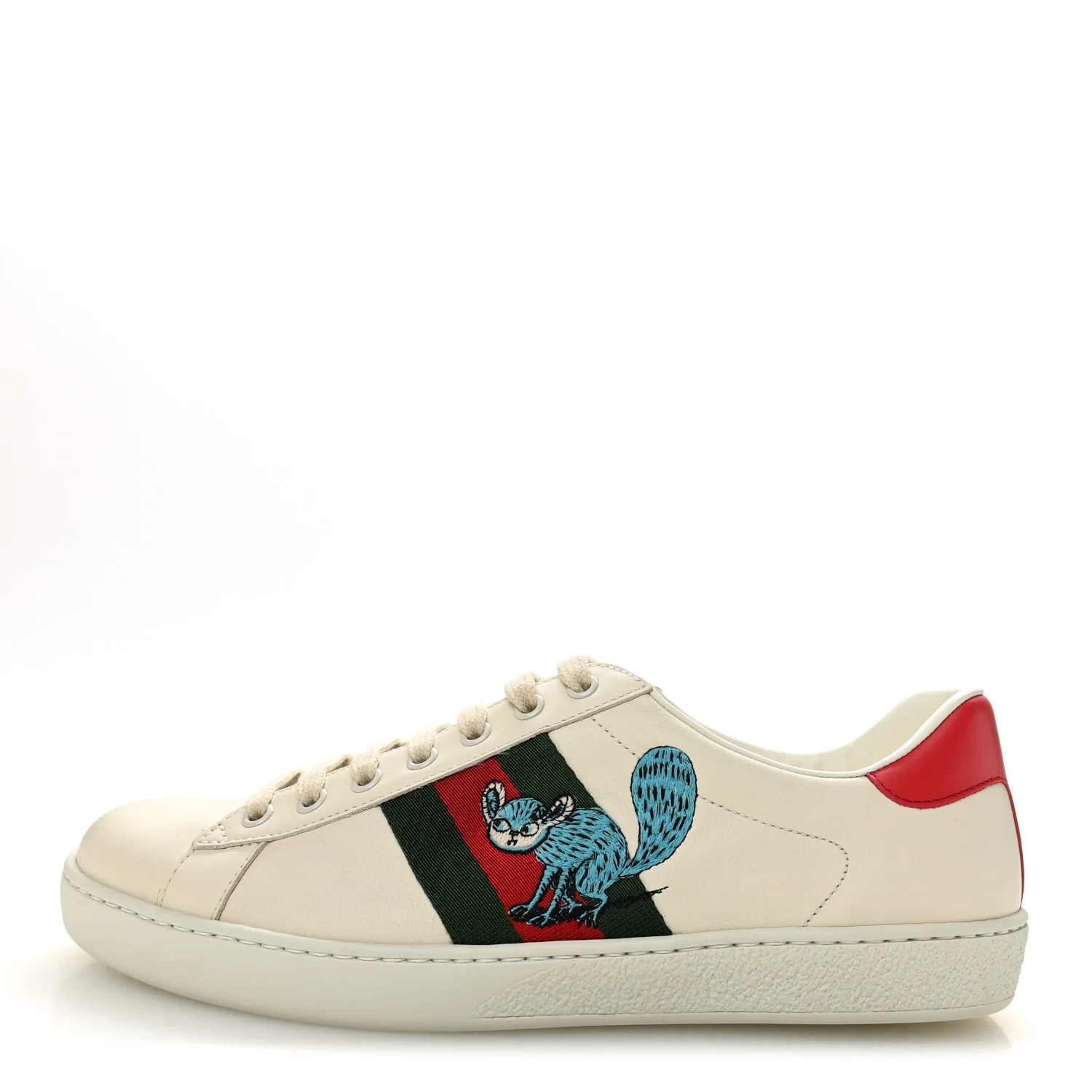 X FREYA HARTAS Calfskin Miro Soft Web Mythical Creature Embroidered Mens Ace Sneakers 8 New Mystic White