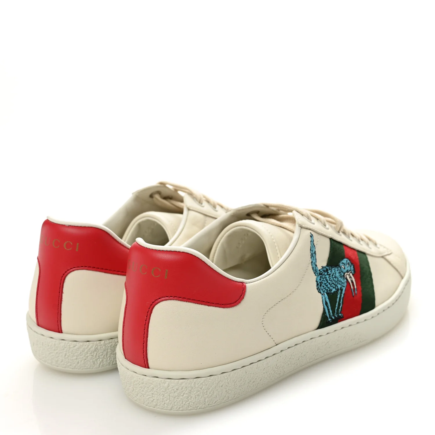 X FREYA HARTAS Calfskin Miro Soft Web Mythical Creature Embroidered Mens Ace Sneakers 8 New Mystic White - Image 4
