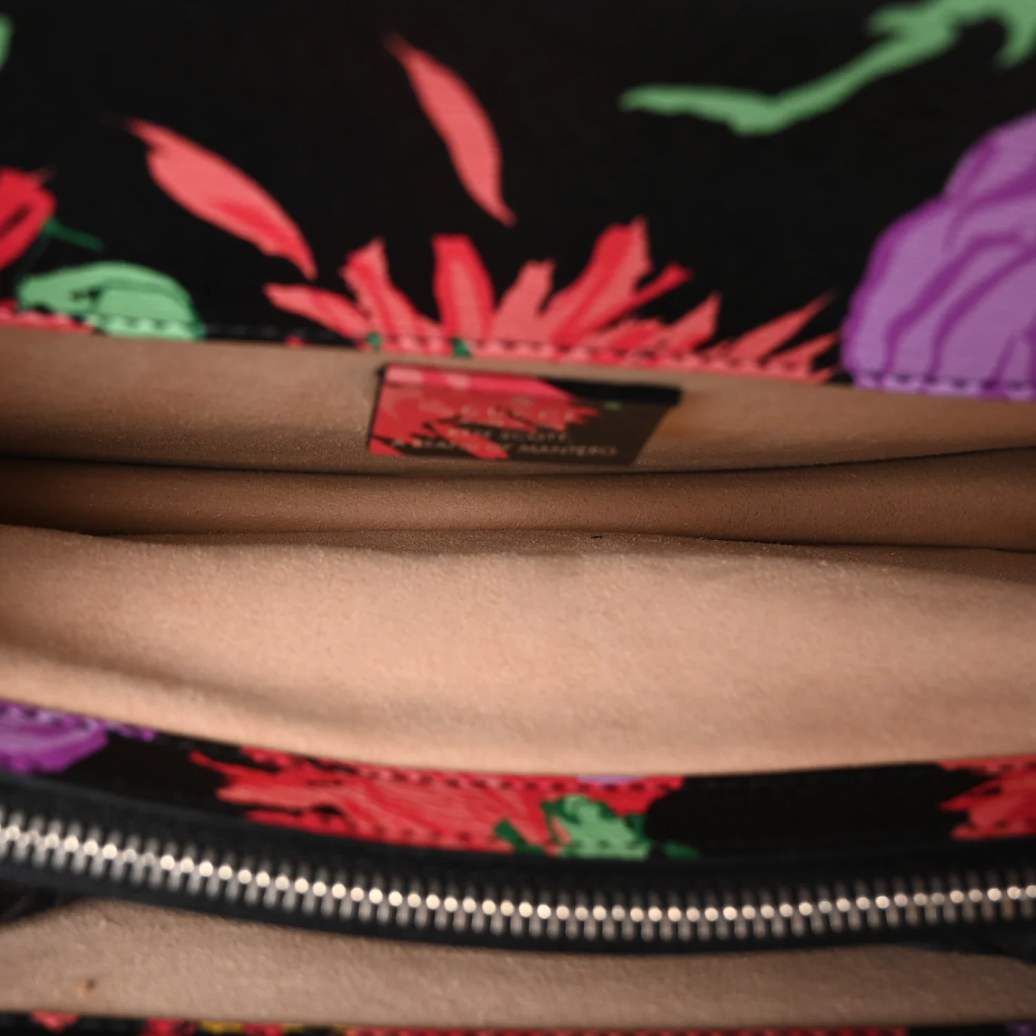 X KEN SCOTT New Shangai Calfskin Jenny Floral Print Small Dionysus Shoulder Bag Black Pink - Image 5