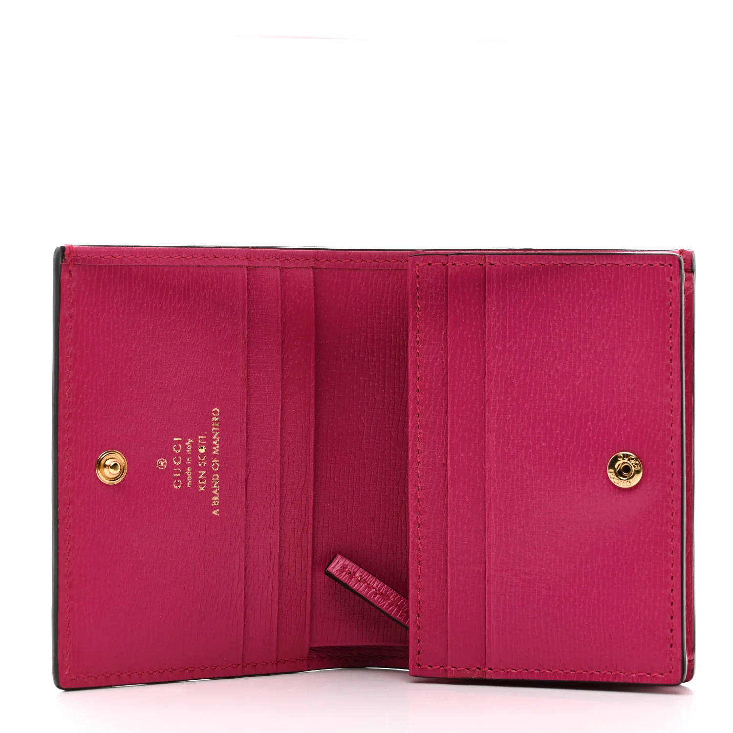 X KEN SCOTT Textured Calfskin Pomponica Print Horsebit 1955 Card Case Wallet Multicolor Fuxia Pompom - Image 5