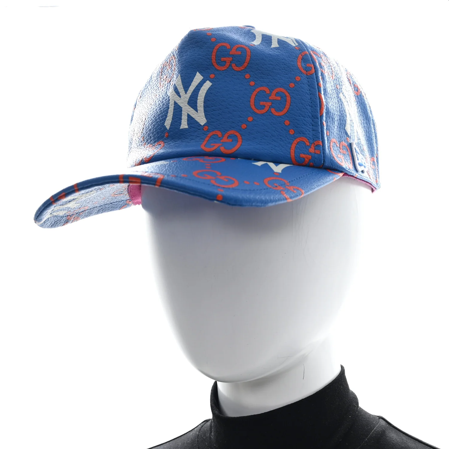 X MLB Calfskin Stampato 3D GG Monogram NY Yankees Baseball Hat M Blue - Image 2