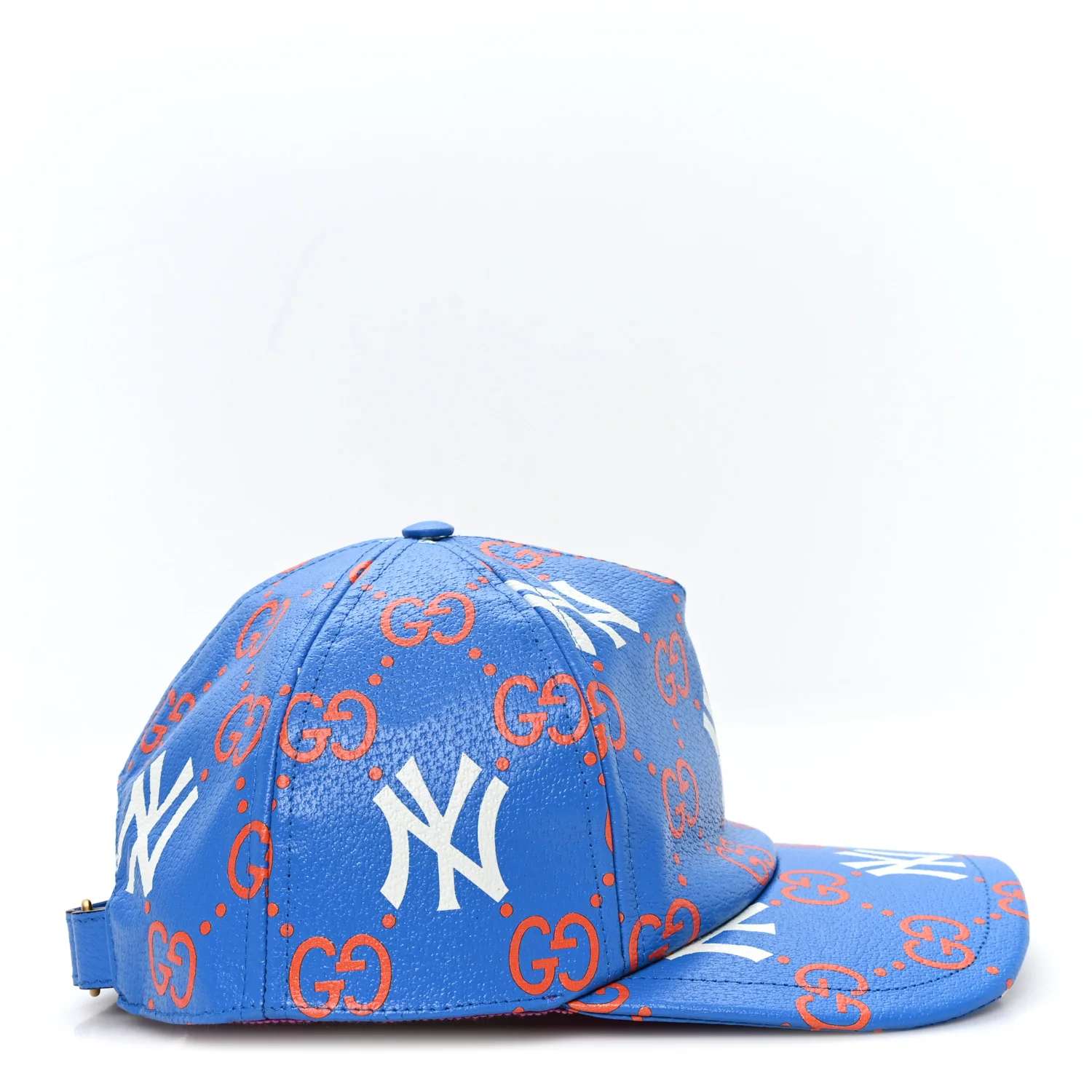 X MLB Calfskin Stampato 3D GG Monogram NY Yankees Baseball Hat M Blue - Image 6