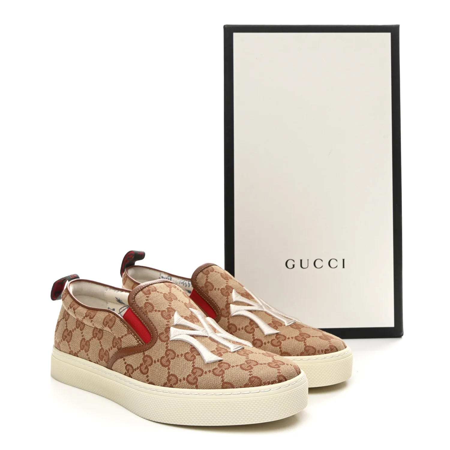 X MLB GG Monogram NY Yankees Embroidered Mens Slip On Sneakers 8 Beige Ruggine Rust - Image 10