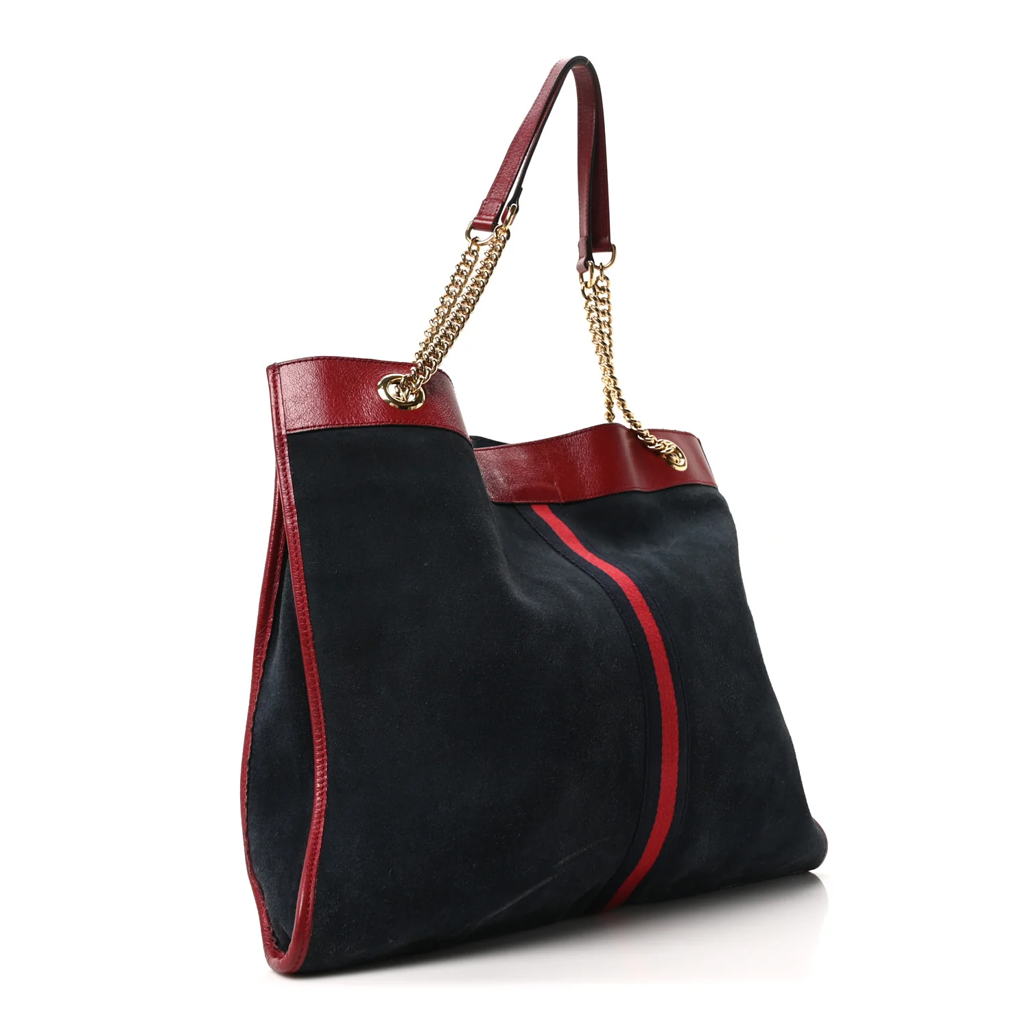 X MLB Suede Calfskin NY Yankees Large Rajah Chain Tote New Blue Romantic Cherry - Image 4