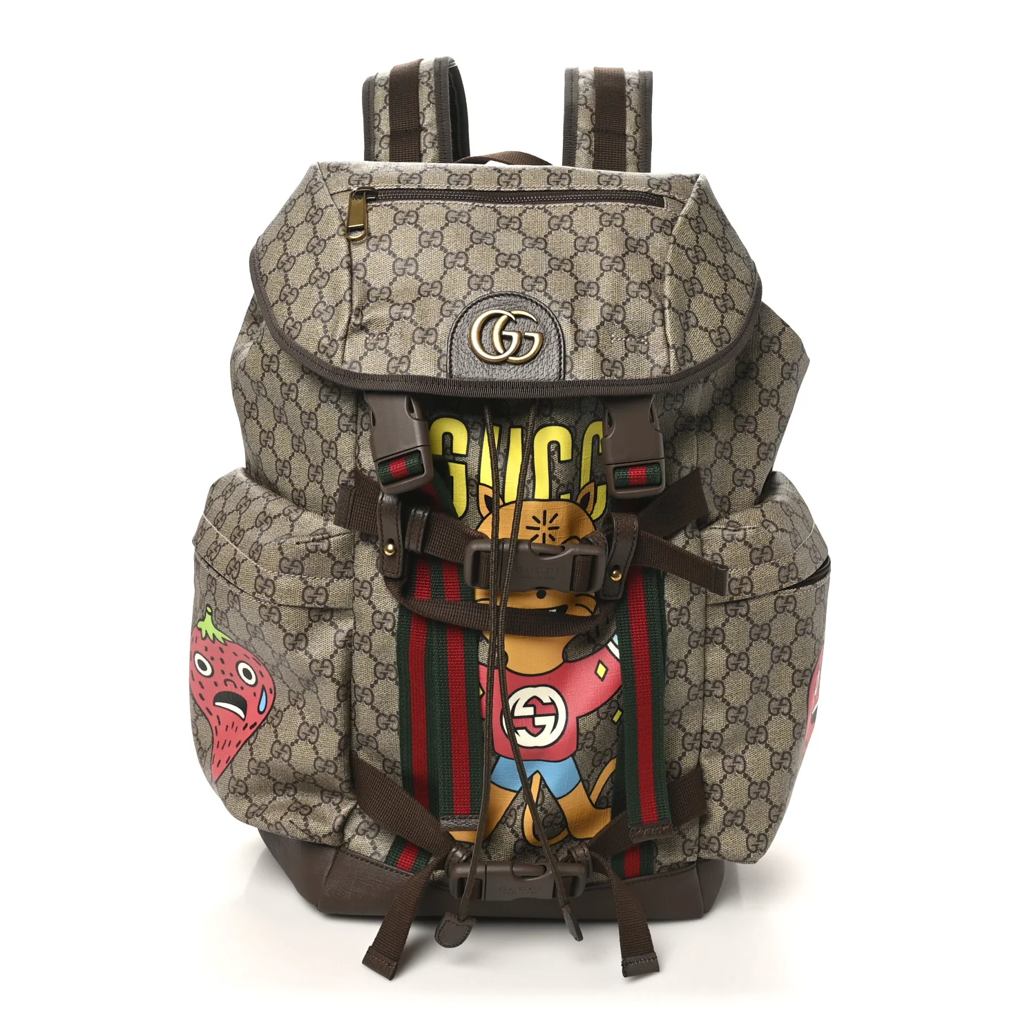 X Pablo DelCielo GG Supreme Monogram Web Cat Print Skateboard Backpack Brown
