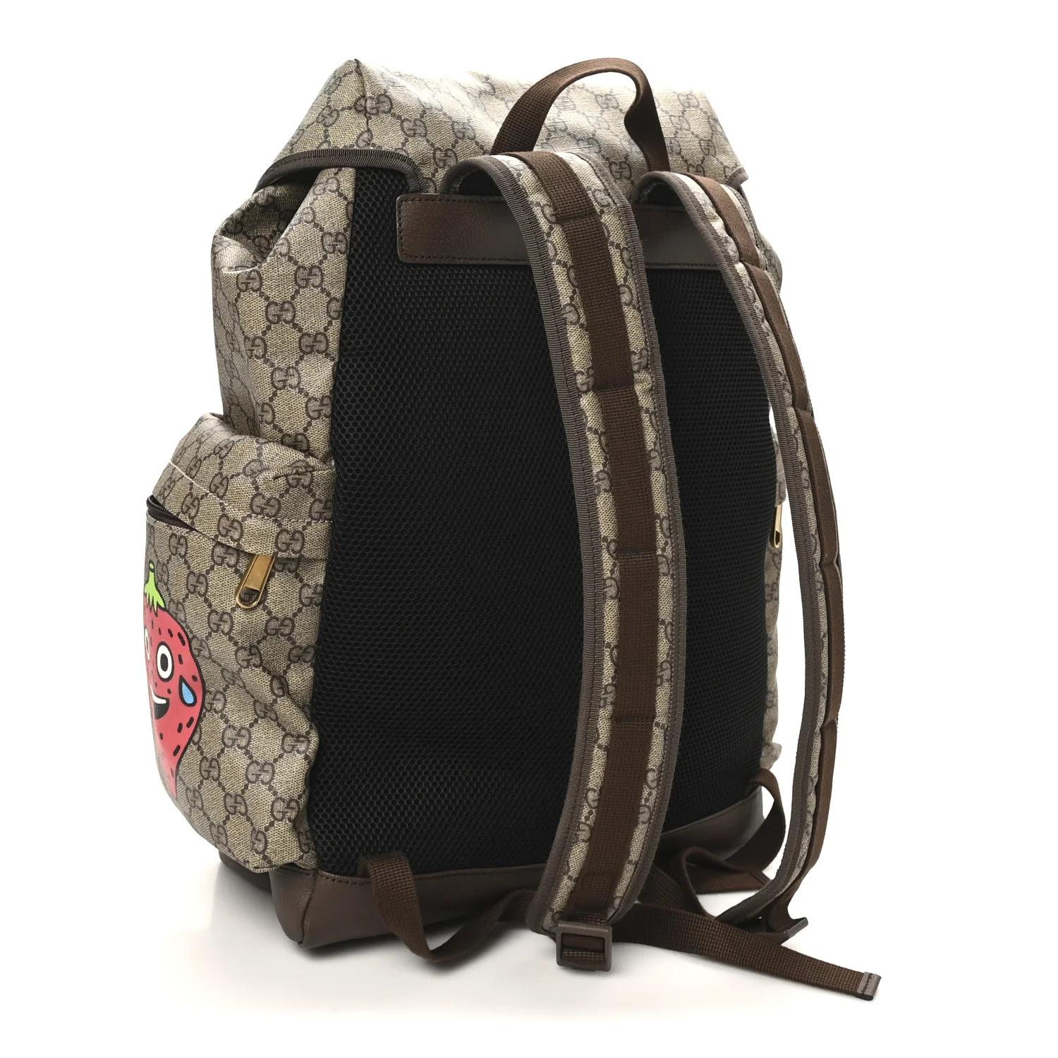 X Pablo DelCielo GG Supreme Monogram Web Cat Print Skateboard Backpack Brown - Image 3
