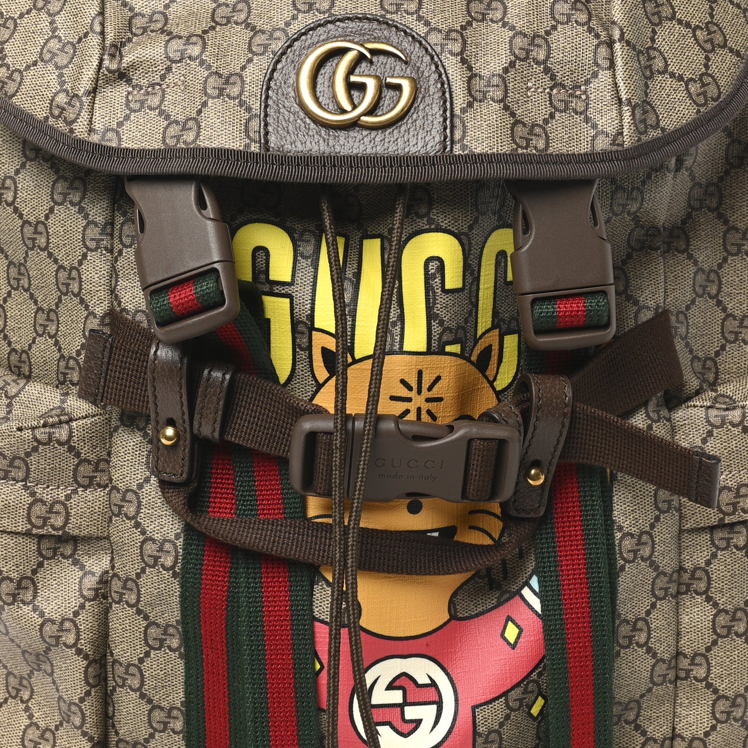 X Pablo DelCielo GG Supreme Monogram Web Cat Print Skateboard Backpack Brown - Image 8