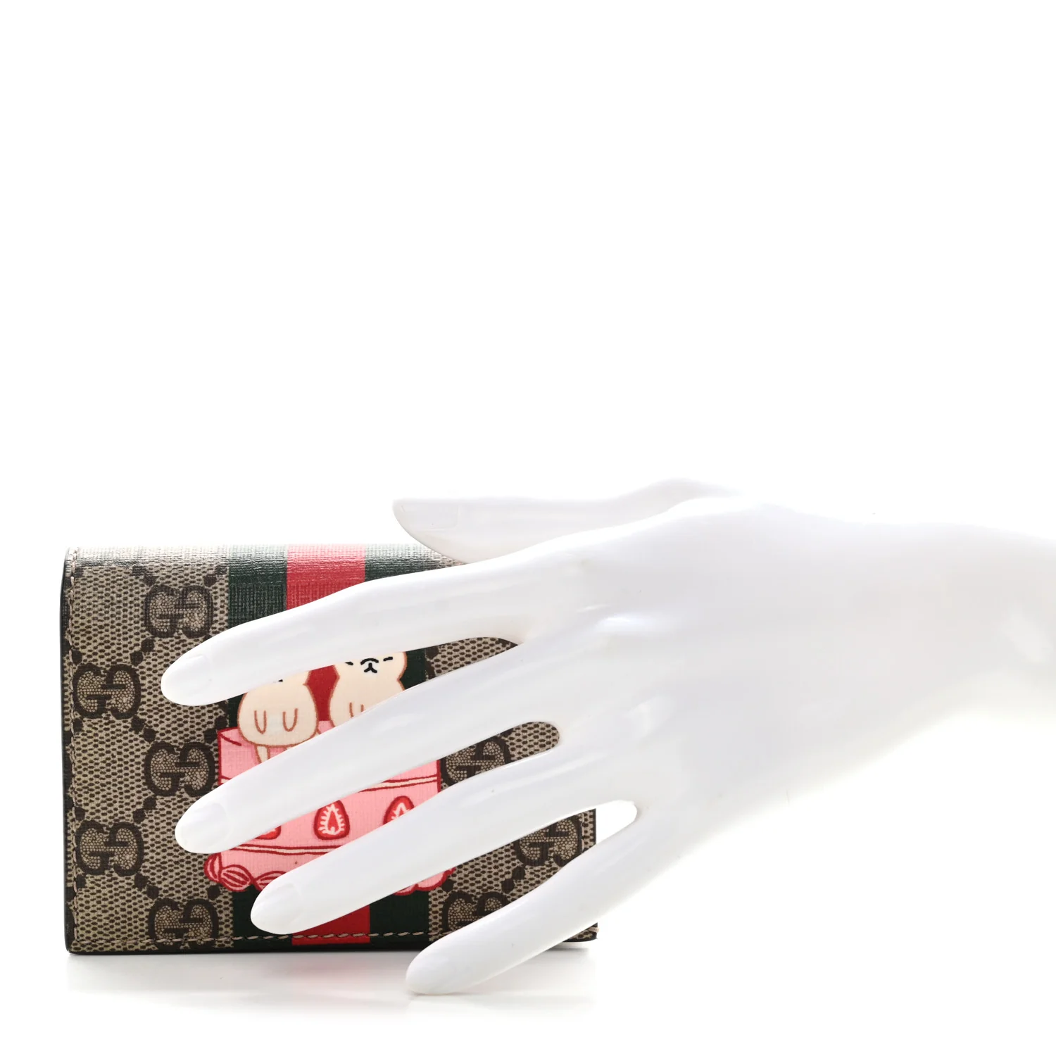 X PIKARAR Kawaii GG Supreme Monogram Animal Print Card Case Wallet Beige Ebony White Multicolor - Image 2