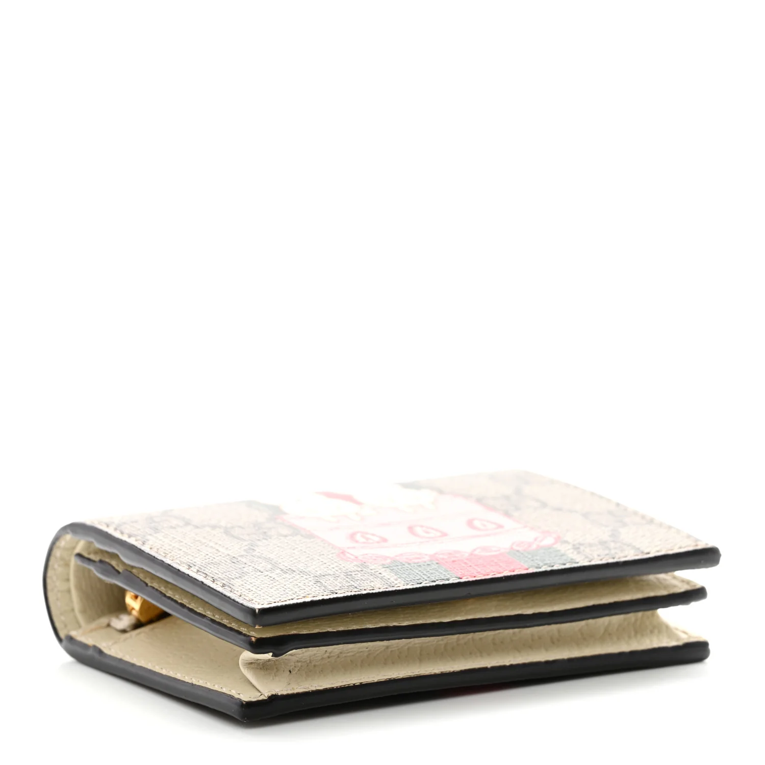X PIKARAR Kawaii GG Supreme Monogram Animal Print Card Case Wallet Beige Ebony White Multicolor - Image 4