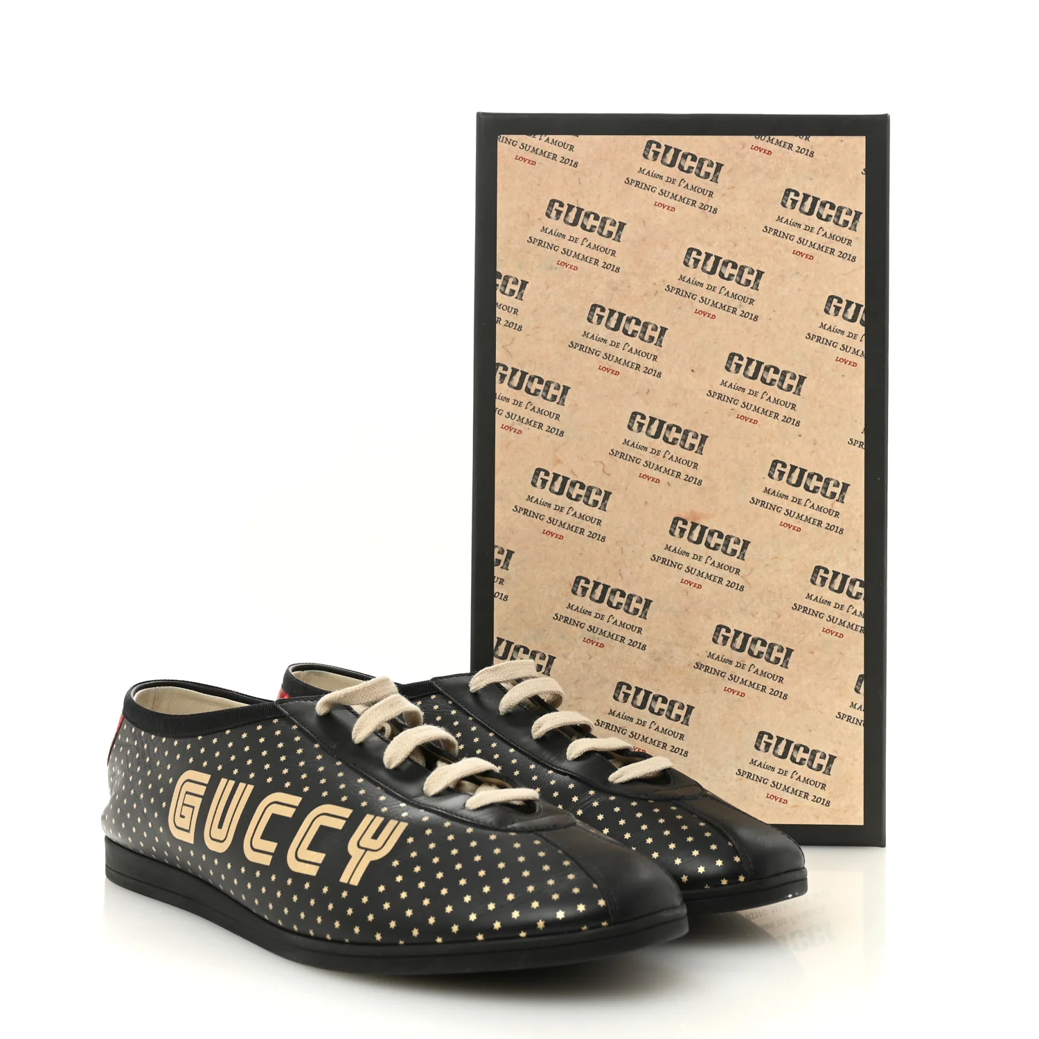 X SEGA Calfskin GUCCY Stars Mens Falacer Sneakers 12 Black - Image 13