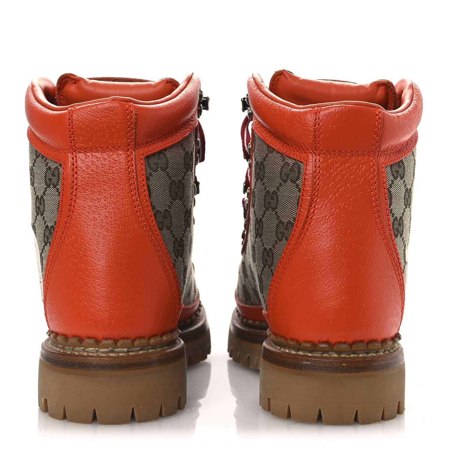 X THE NORTH FACE Monogram Textured Calfskin Hiking Ankle Boots 37 Beige Ebony Deep Orange - Image 6