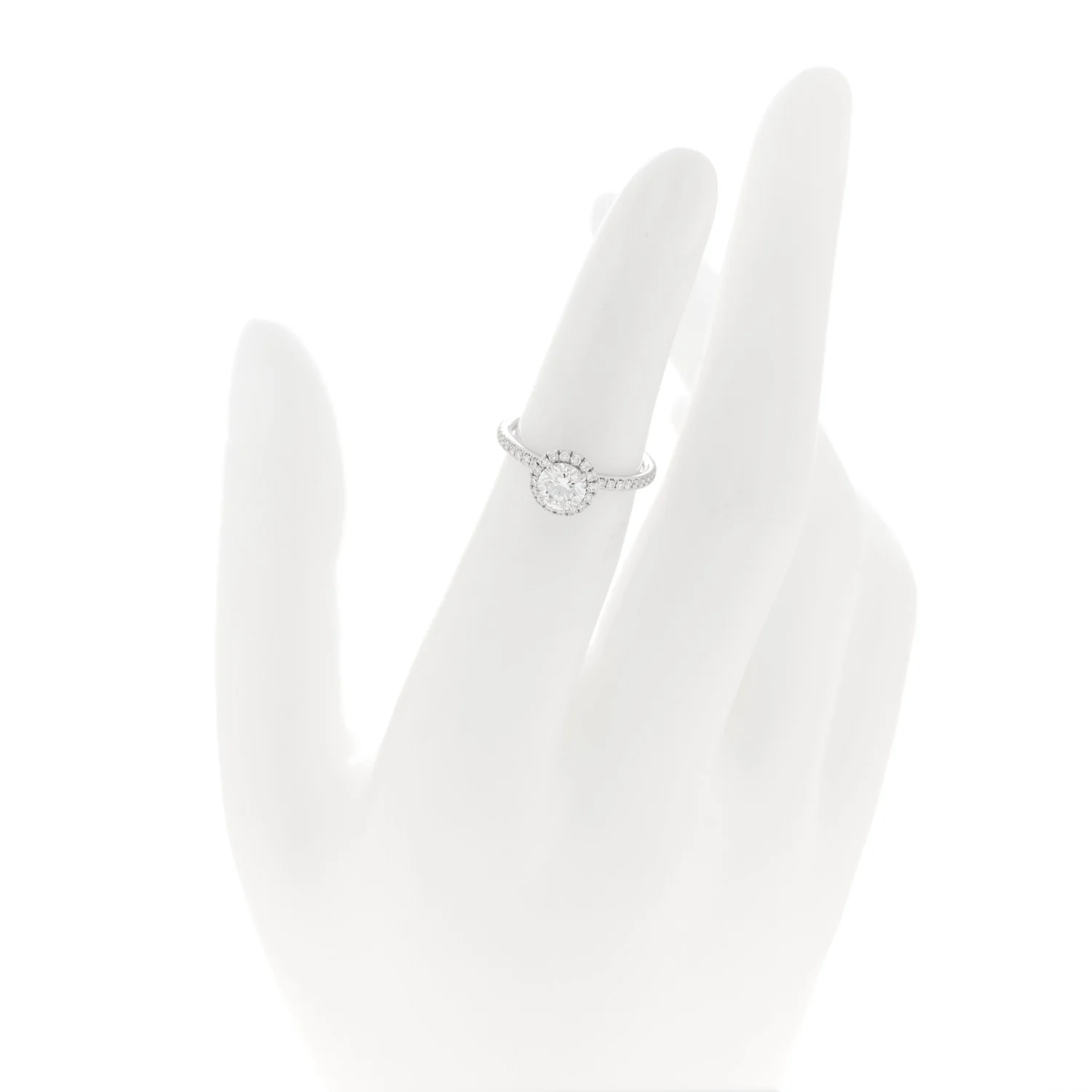 Platinum Diamond .57ct The One Round Brilliant Micropave Engagement Ring 47 4 - Image 2