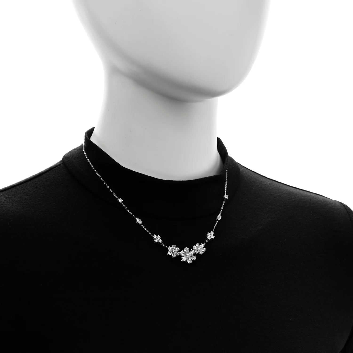Platinum Diamond Forget-Me-Not Multi Motif Pendant Necklace - Image 2
