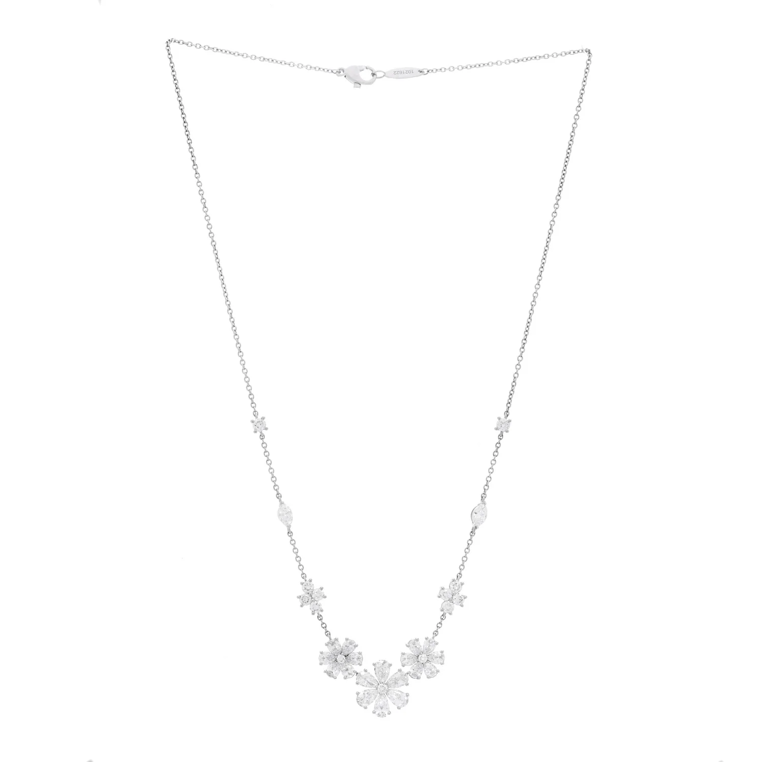 Platinum Diamond Forget-Me-Not Multi Motif Pendant Necklace - Image 3