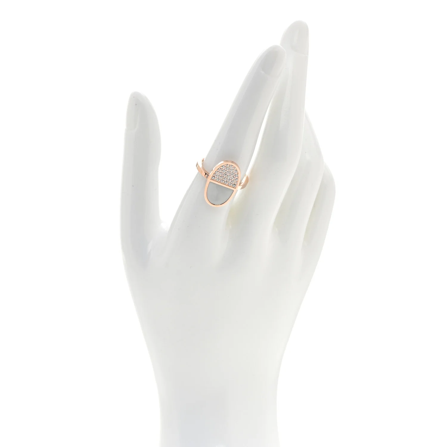 18K Rose Gold Ceramic Diamond MM Chaine d'Ancre Verso Ring  55 7.25 - Image 2