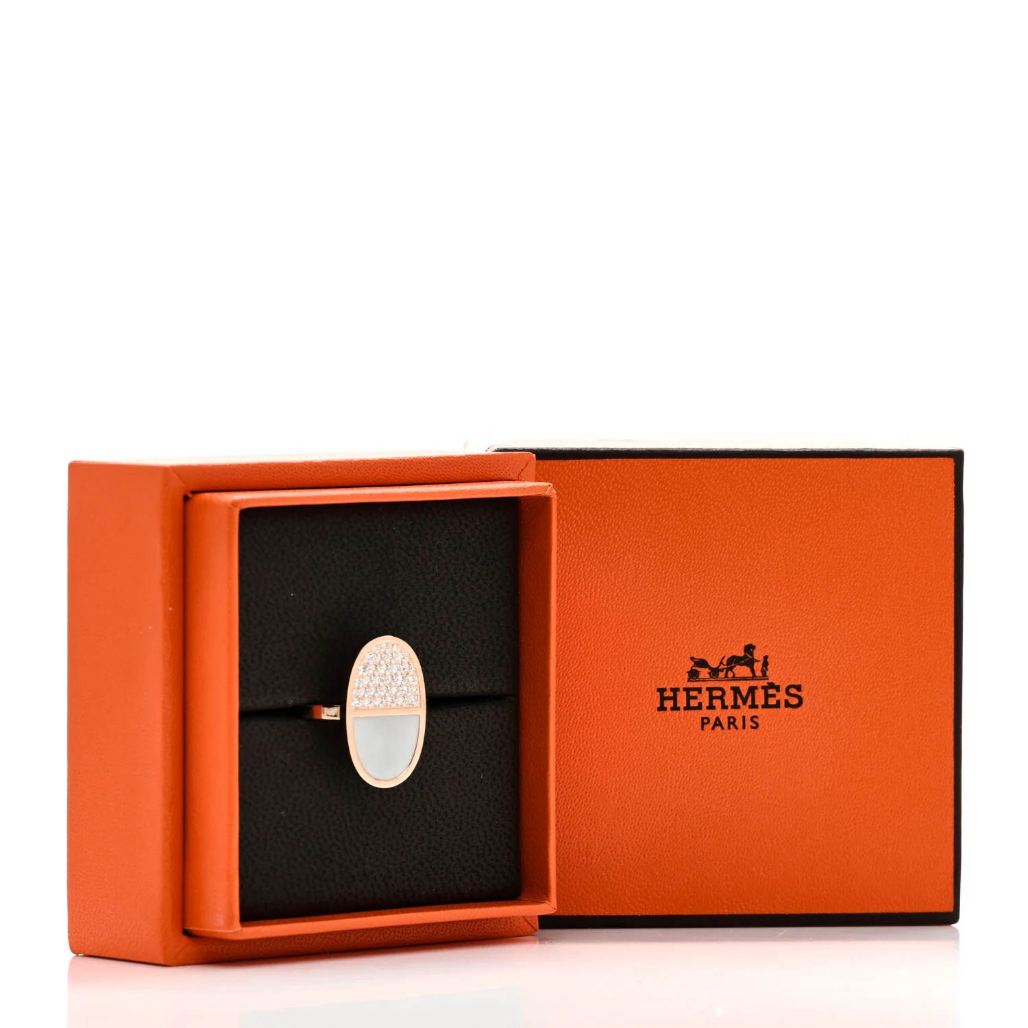 18K Rose Gold Ceramic Diamond MM Chaine d'Ancre Verso Ring  55 7.25 - Image 5