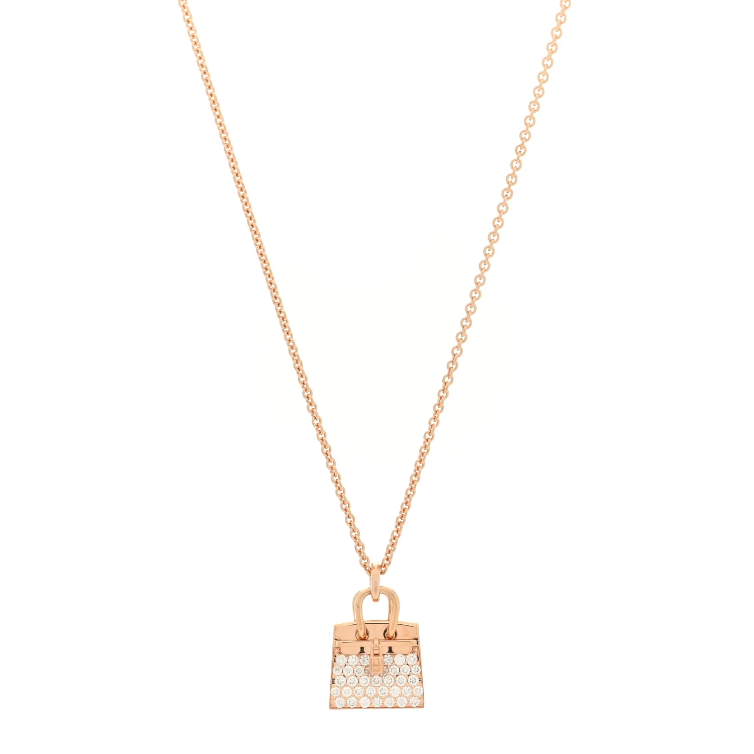 18K Rose Gold Diamond Birkin Amulettes Pendant Necklace