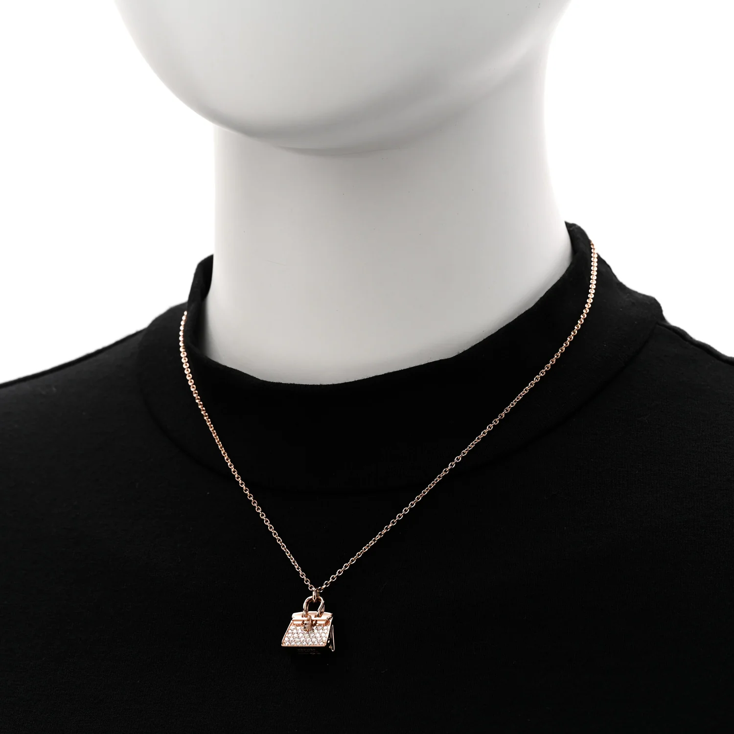 18K Rose Gold Diamond Birkin Amulettes Pendant Necklace - Image 2