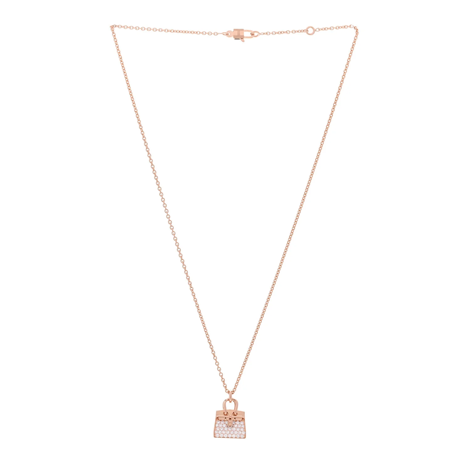 18K Rose Gold Diamond Birkin Amulettes Pendant Necklace - Image 3