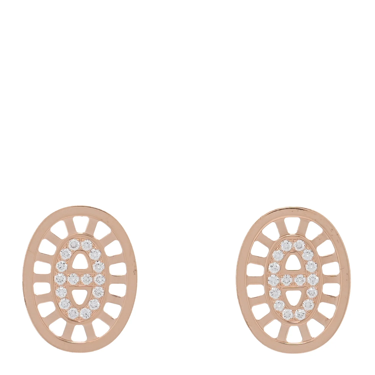 18K Rose Gold Diamond Chaine d'Ancre Divine Stud Earrings