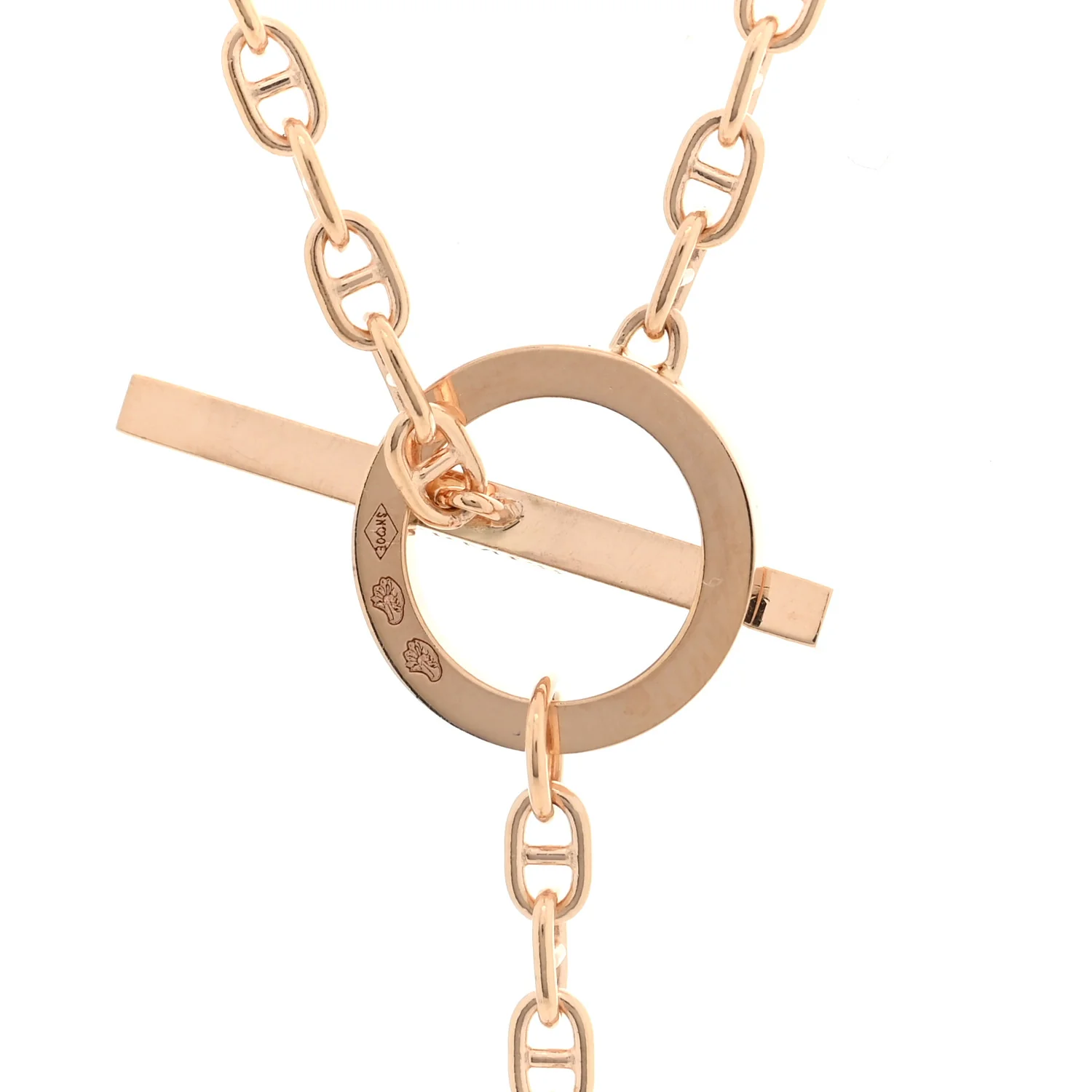 18K Rose Gold Diamond GM Chaine D'Ancre Contour Pendant Necklace ST - Image 4