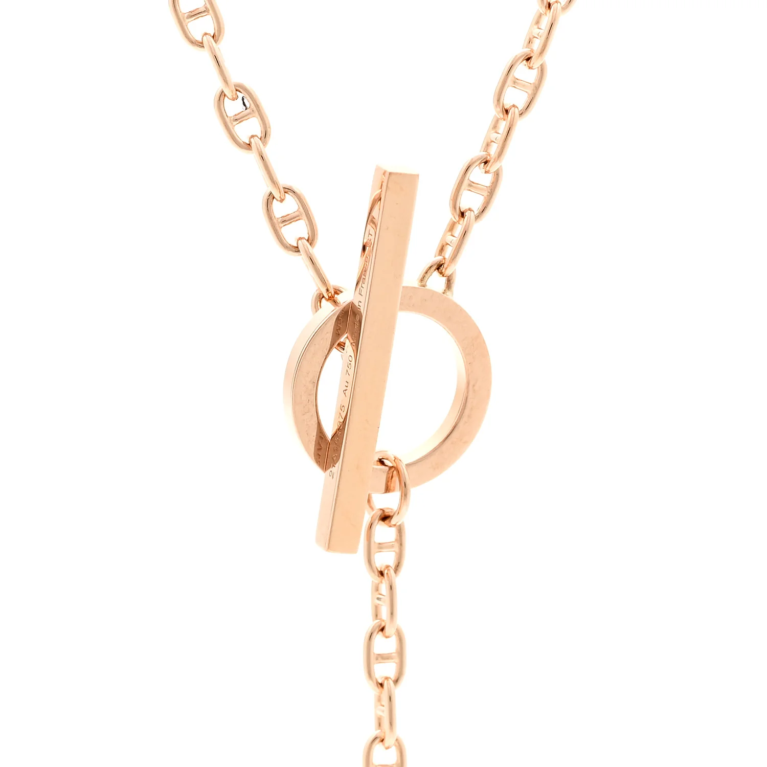 18K Rose Gold Diamond GM Chaine D'Ancre Contour Pendant Necklace ST - Image 4