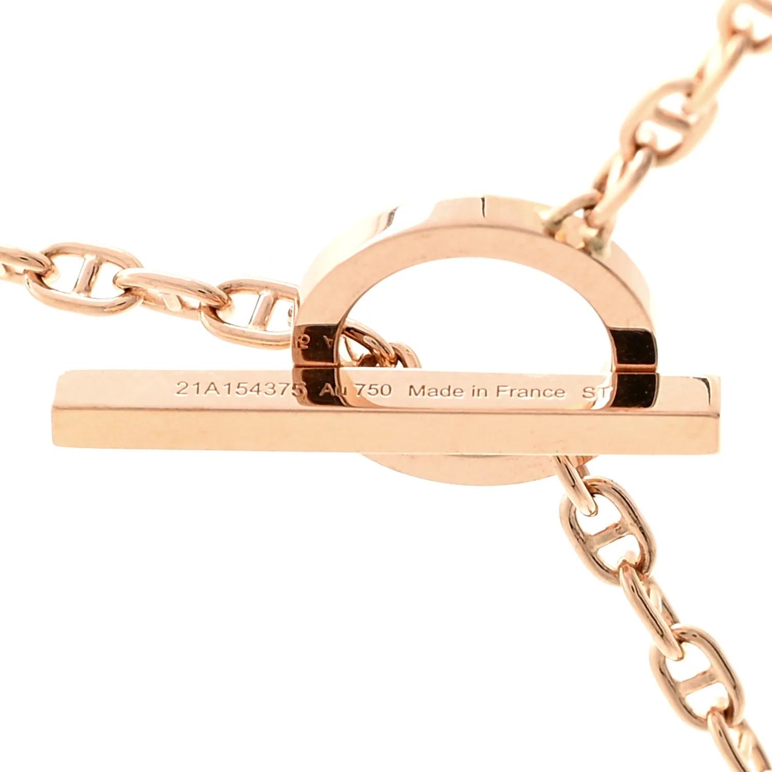 18K Rose Gold Diamond GM Chaine D'Ancre Contour Pendant Necklace ST - Image 6