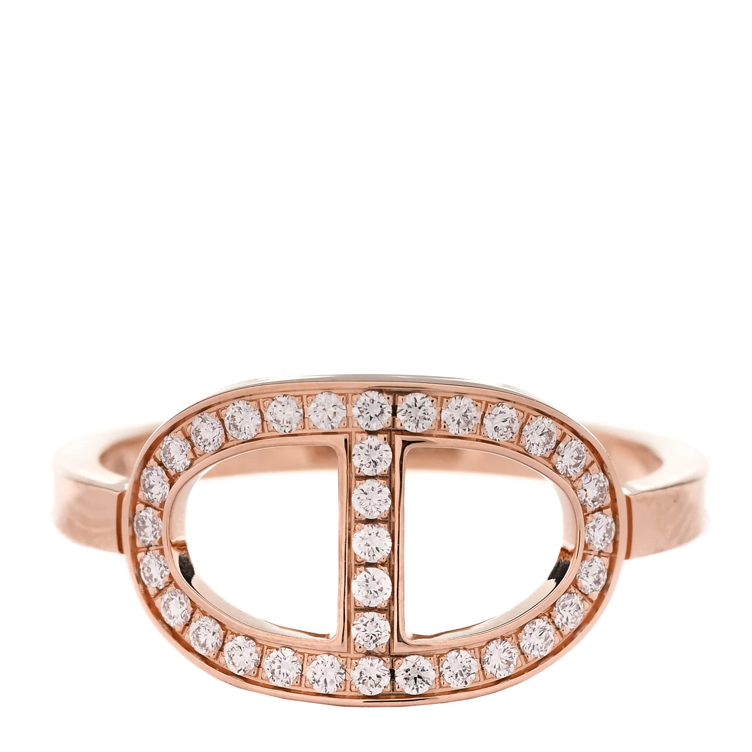 18K Rose Gold Diamond MM Chaine d'Ancre Contour Ring 54 7