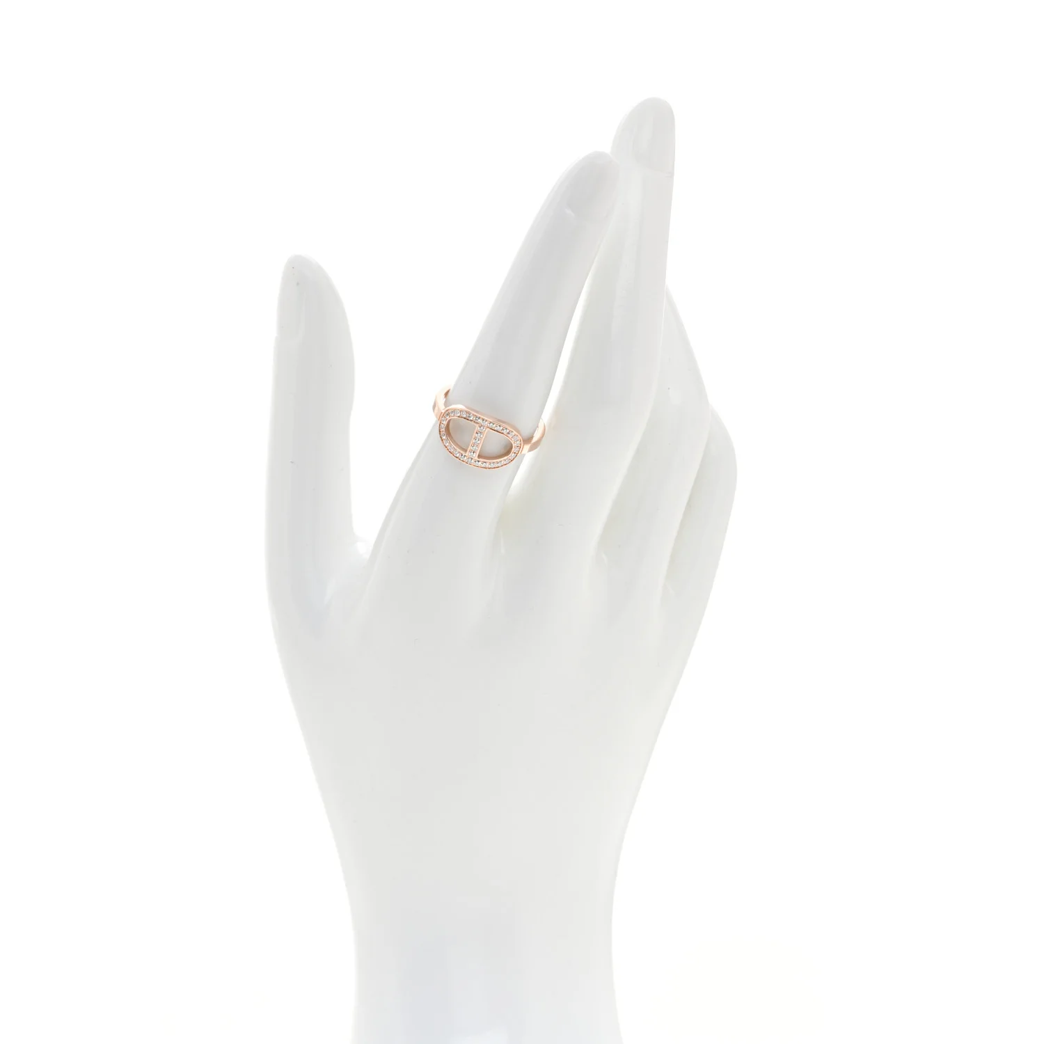 18K Rose Gold Diamond MM Chaine d'Ancre Contour Ring 54 7 - Image 2