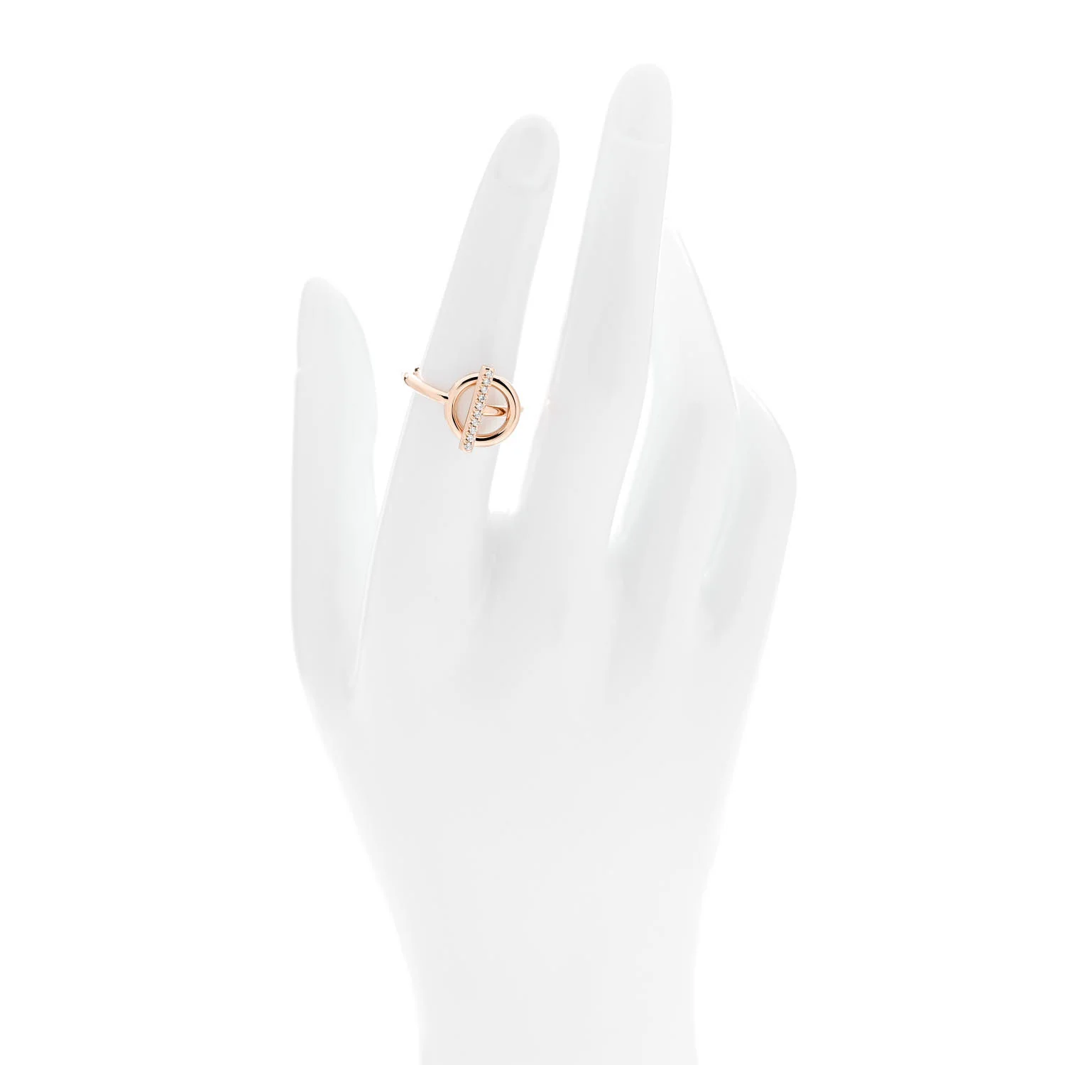 18K Rose Gold Diamond PM Echappee Ring 51 5.75 - Image 2