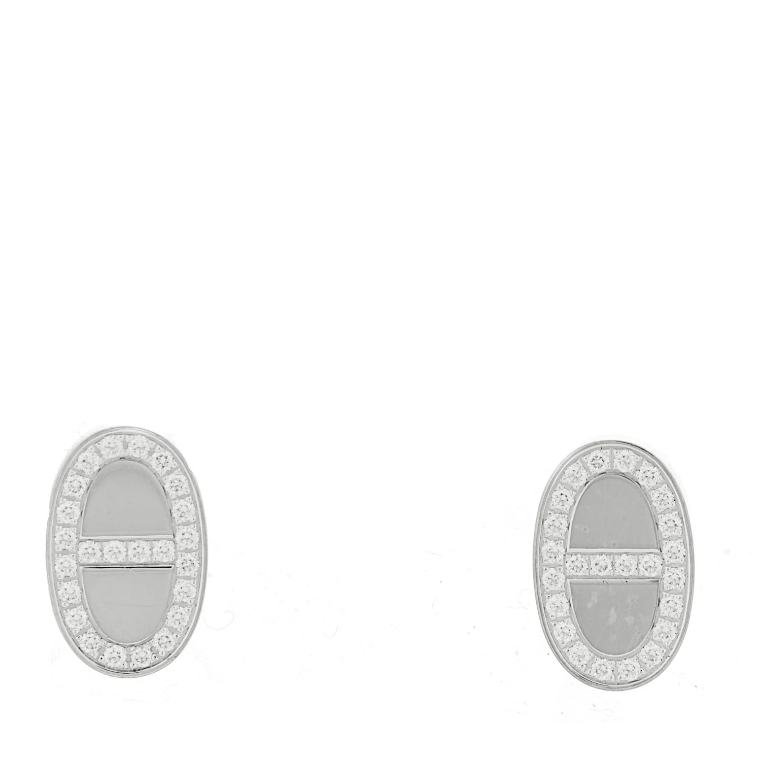 18K White Gold Diamond Chaine d'Ancre Contour Stud Earrings