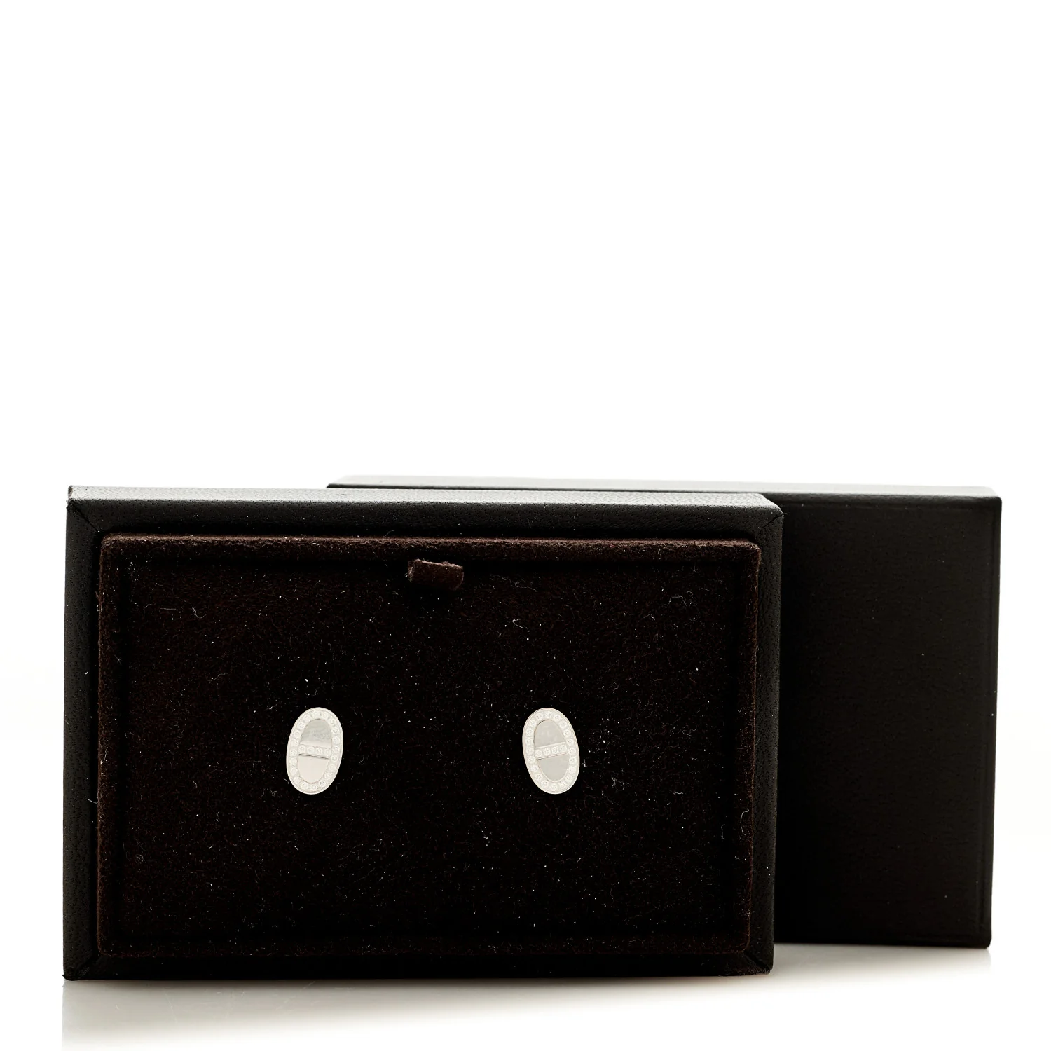 18K White Gold Diamond Chaine d'Ancre Contour Stud Earrings - Image 5