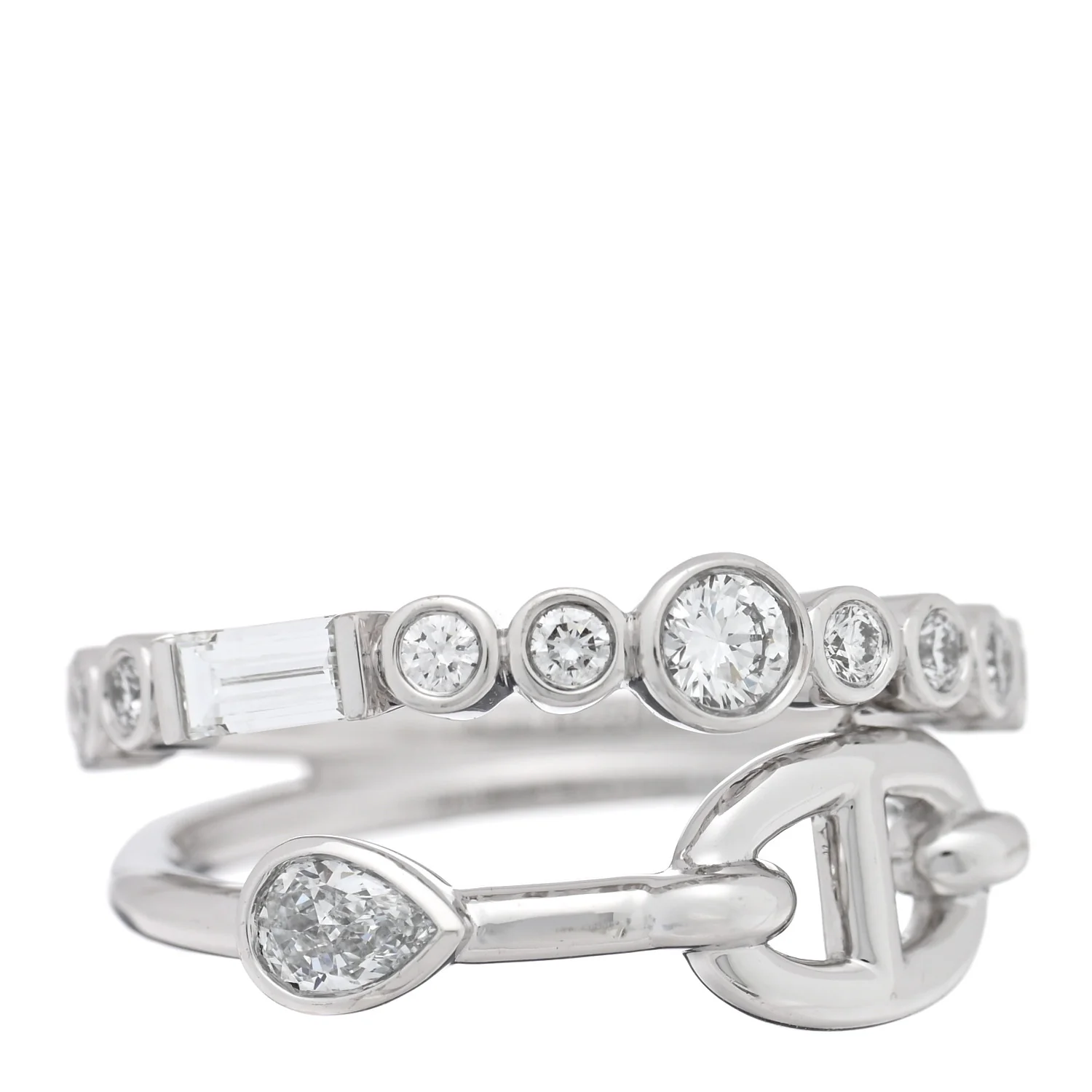 18K White Gold Diamond Chaine D'Ancre Fancy Chaos Ring 50 5.25