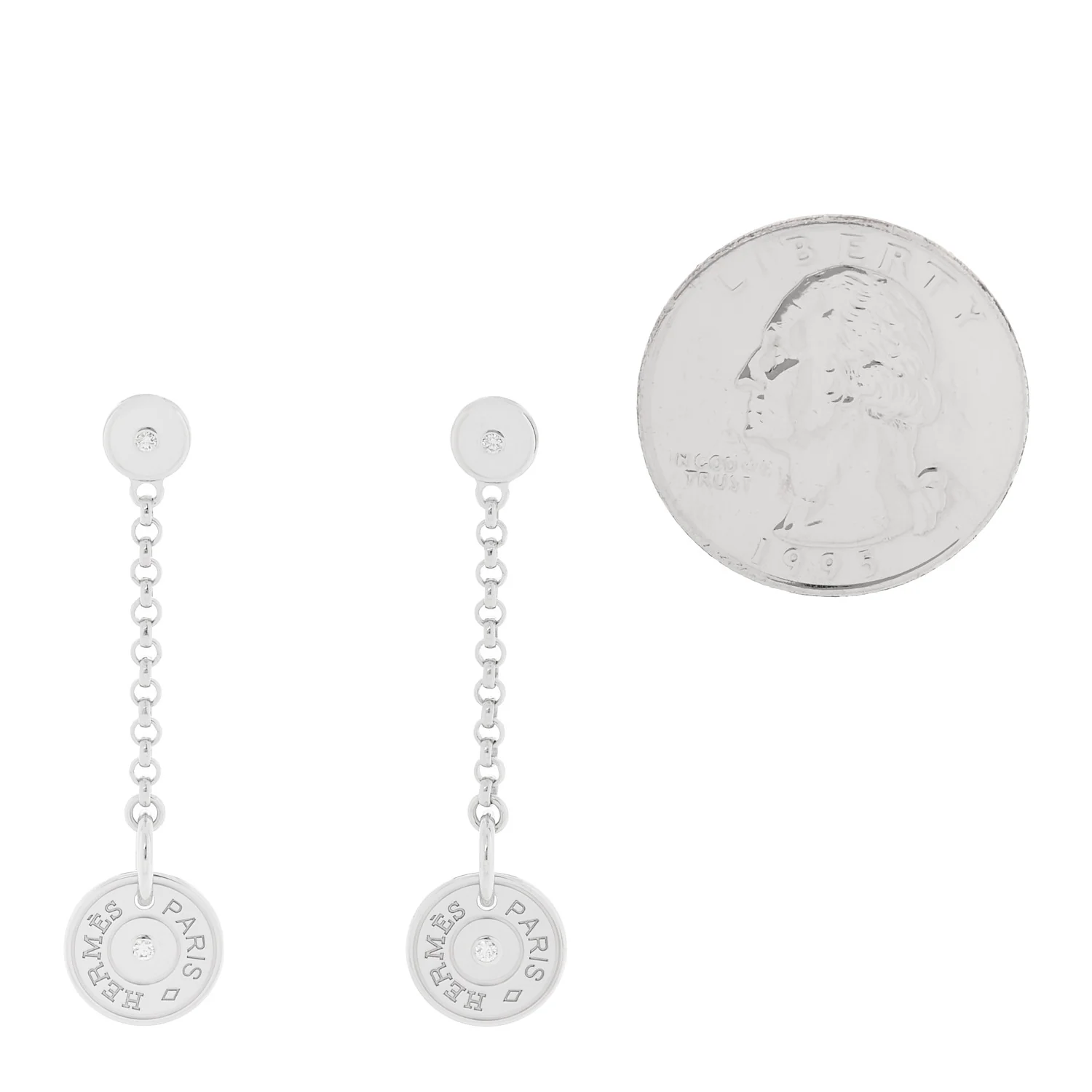 18K White Gold Diamond Gambade Clou de Selle Earrings - Image 2