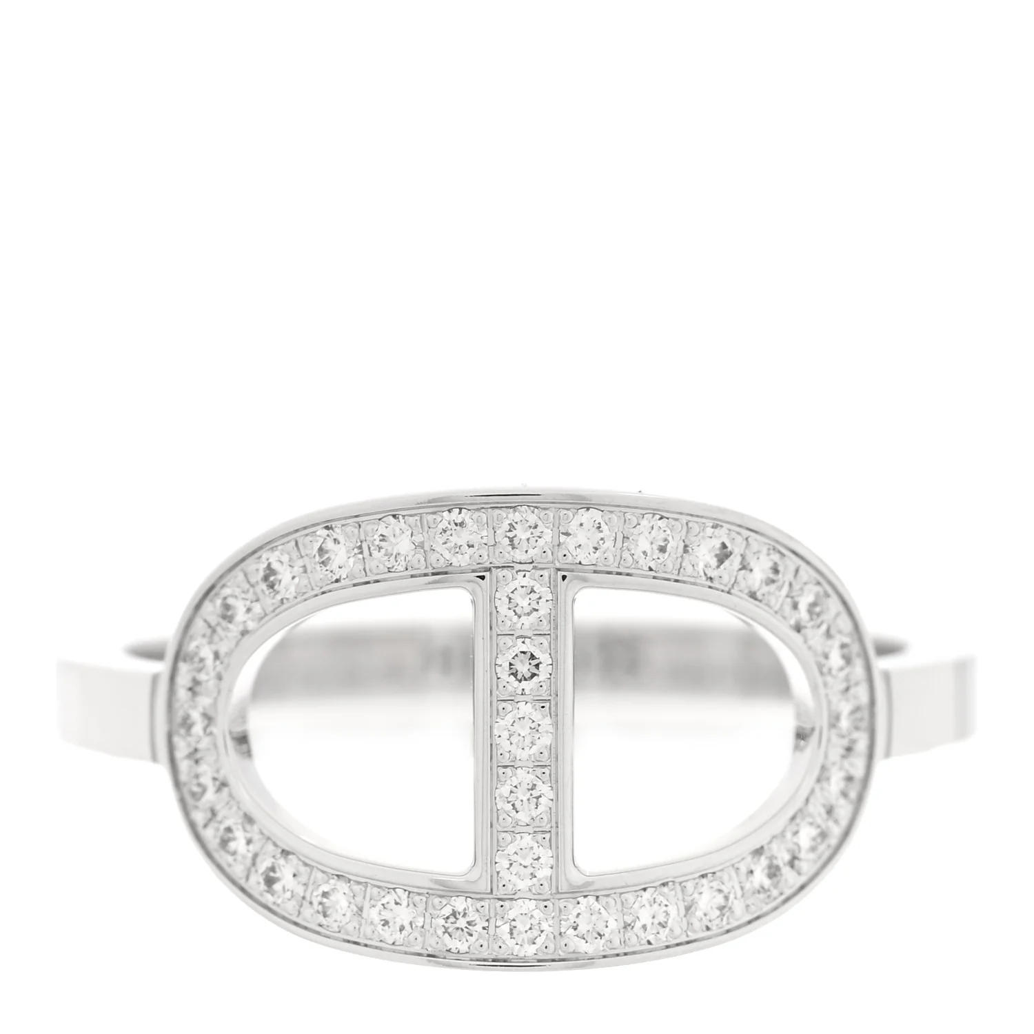 18K White Gold Diamond MM Chaine d'Ancre Contour Ring 52 6