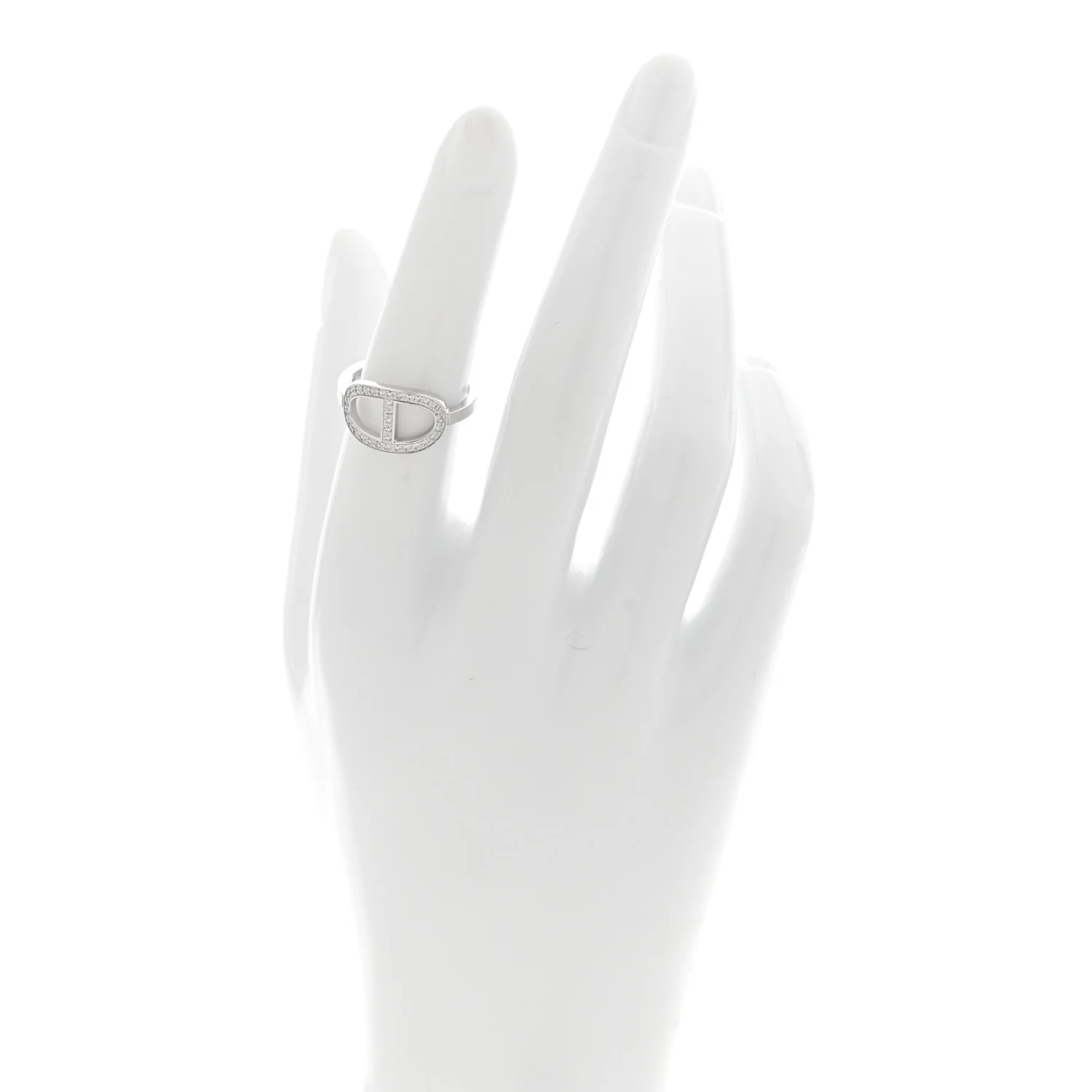18K White Gold Diamond MM Chaine d'Ancre Contour Ring 52 6 - Image 2