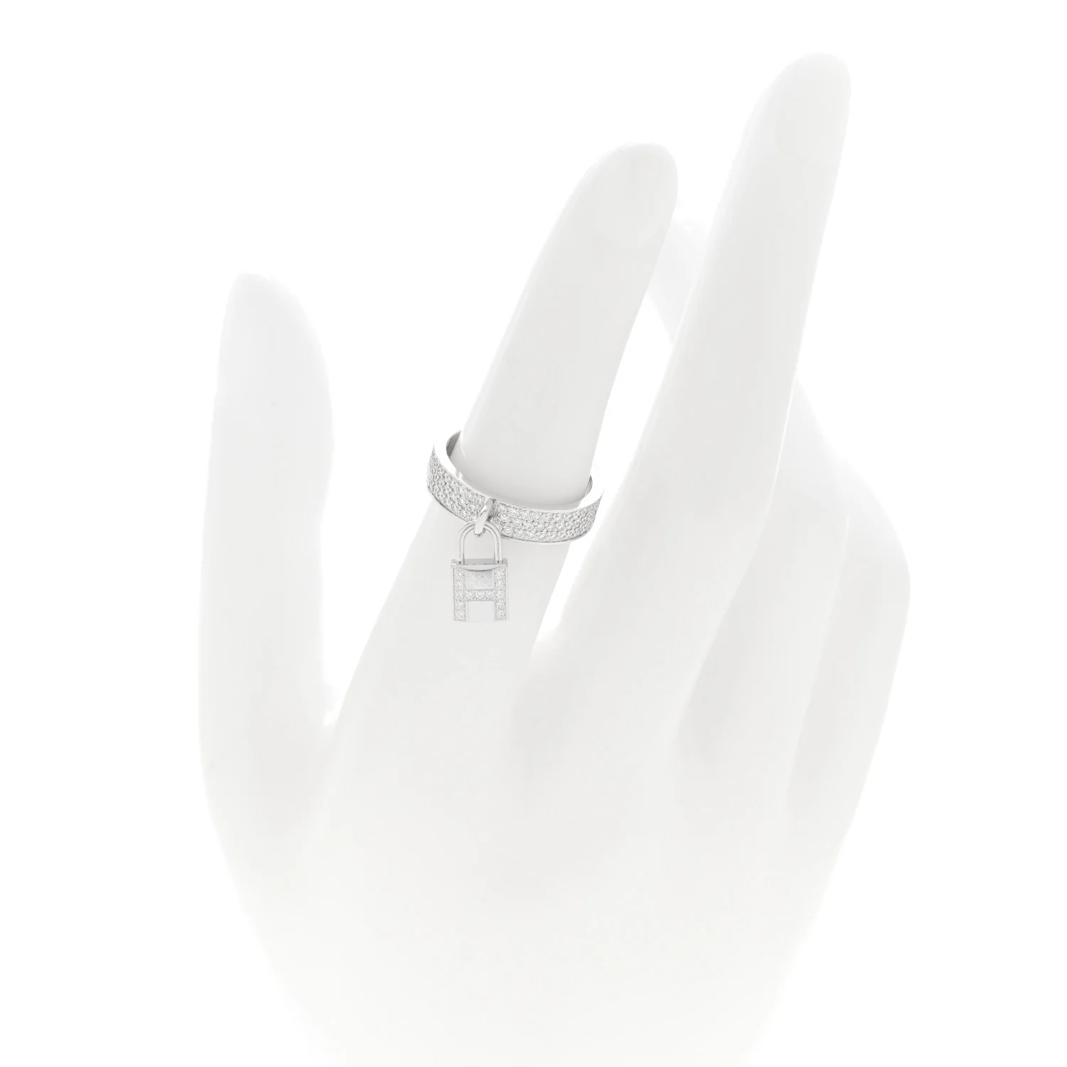 18K White Gold Diamond MM Kelly Clochette Ring 51 5.75 - Image 2