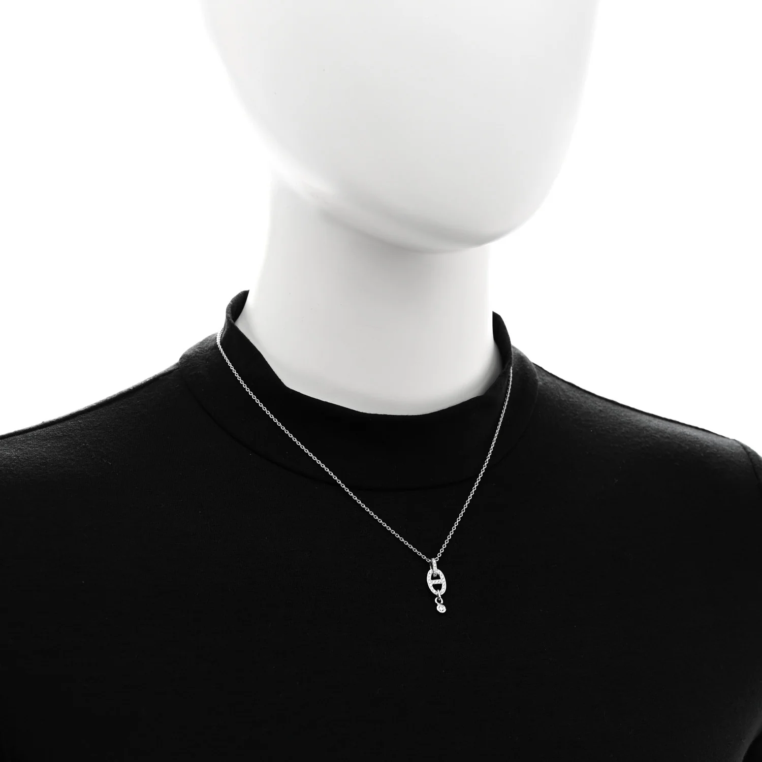 18K White Gold Diamond PM Chaine d'Ancre Enchainee Necklace - Image 2
